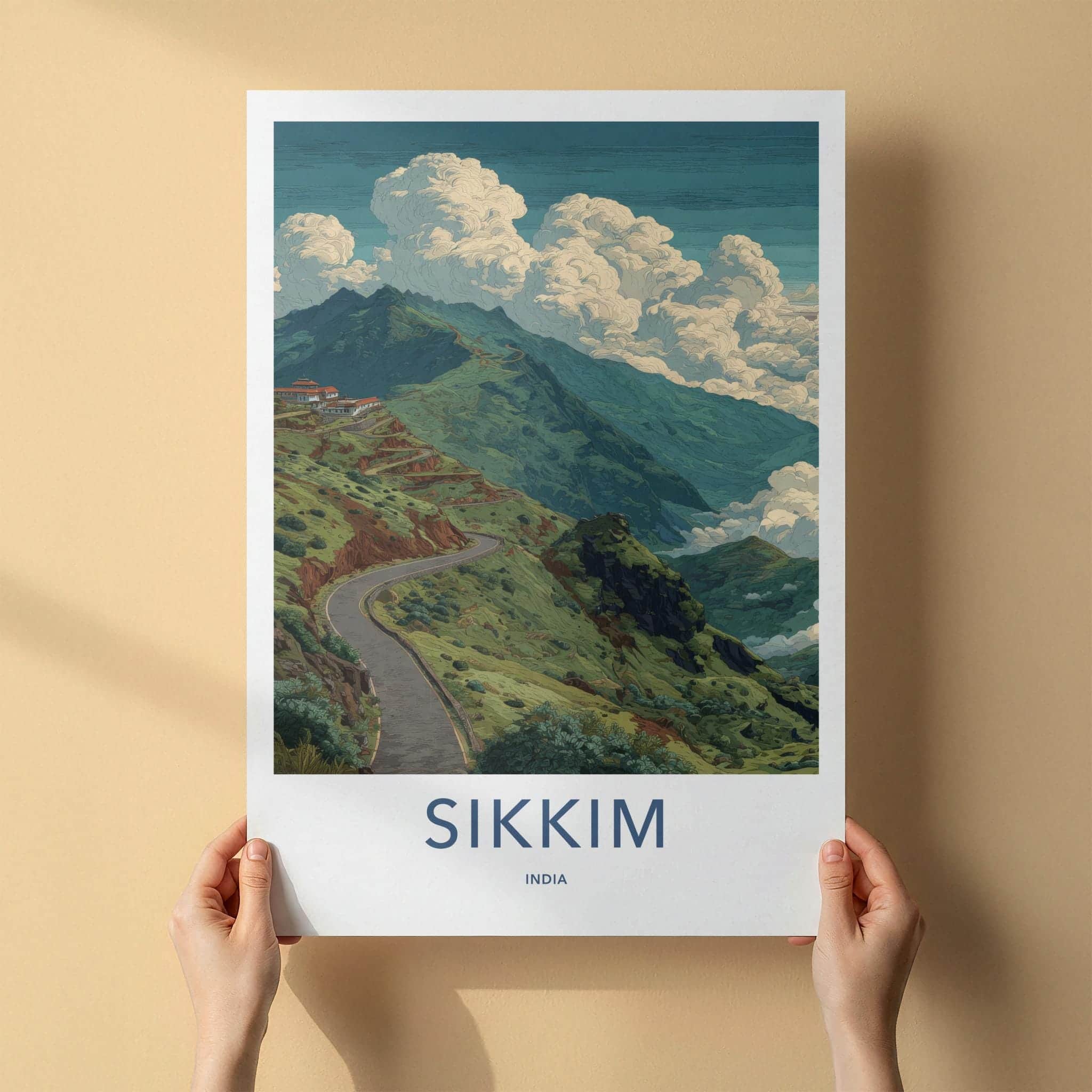 Sikkim Poster - India Wall Art - Sikkim Winding Mountain Road Home Decor