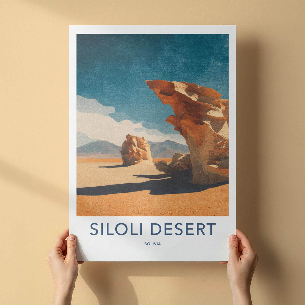 Siloli Desert Poster - Bolivia Travel Art - Dramatic Desert Rocks Home Decor