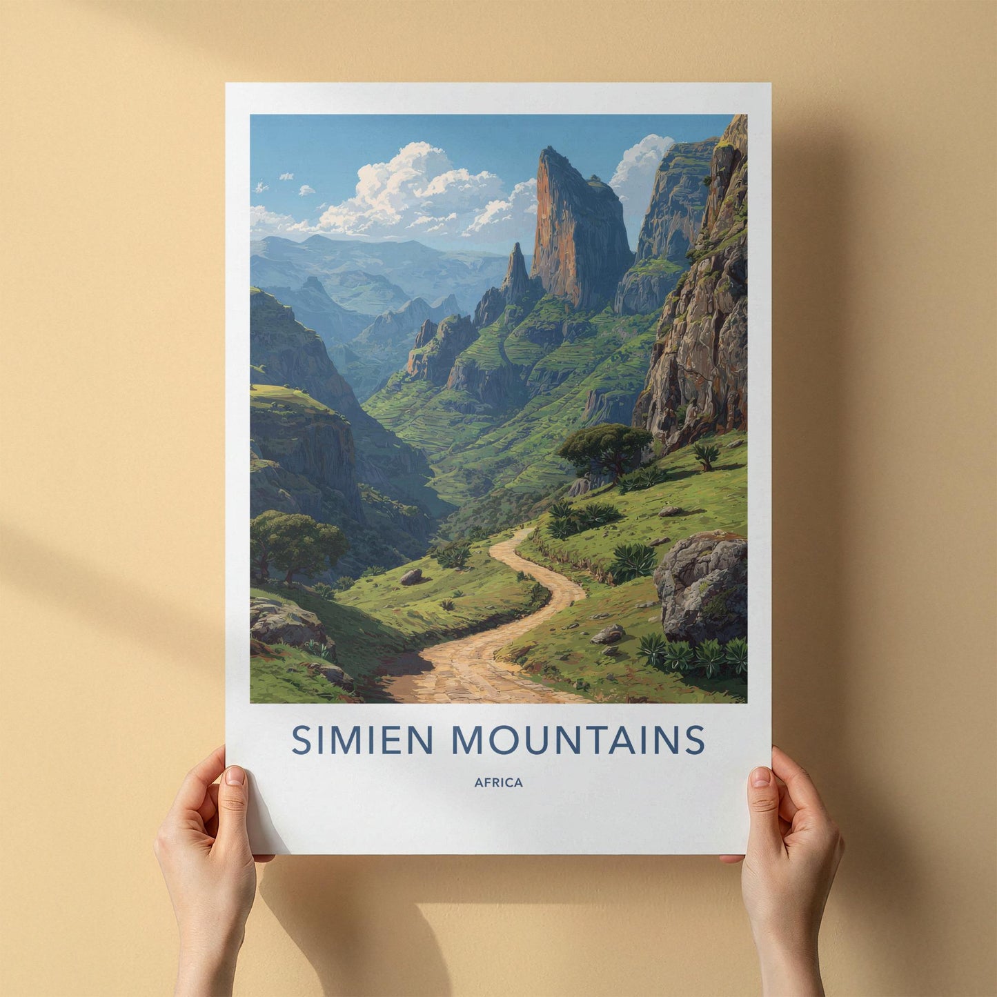 Simien Mountains Poster - Ethiopia Travel Art - Winding Mountain Path Wall Decor