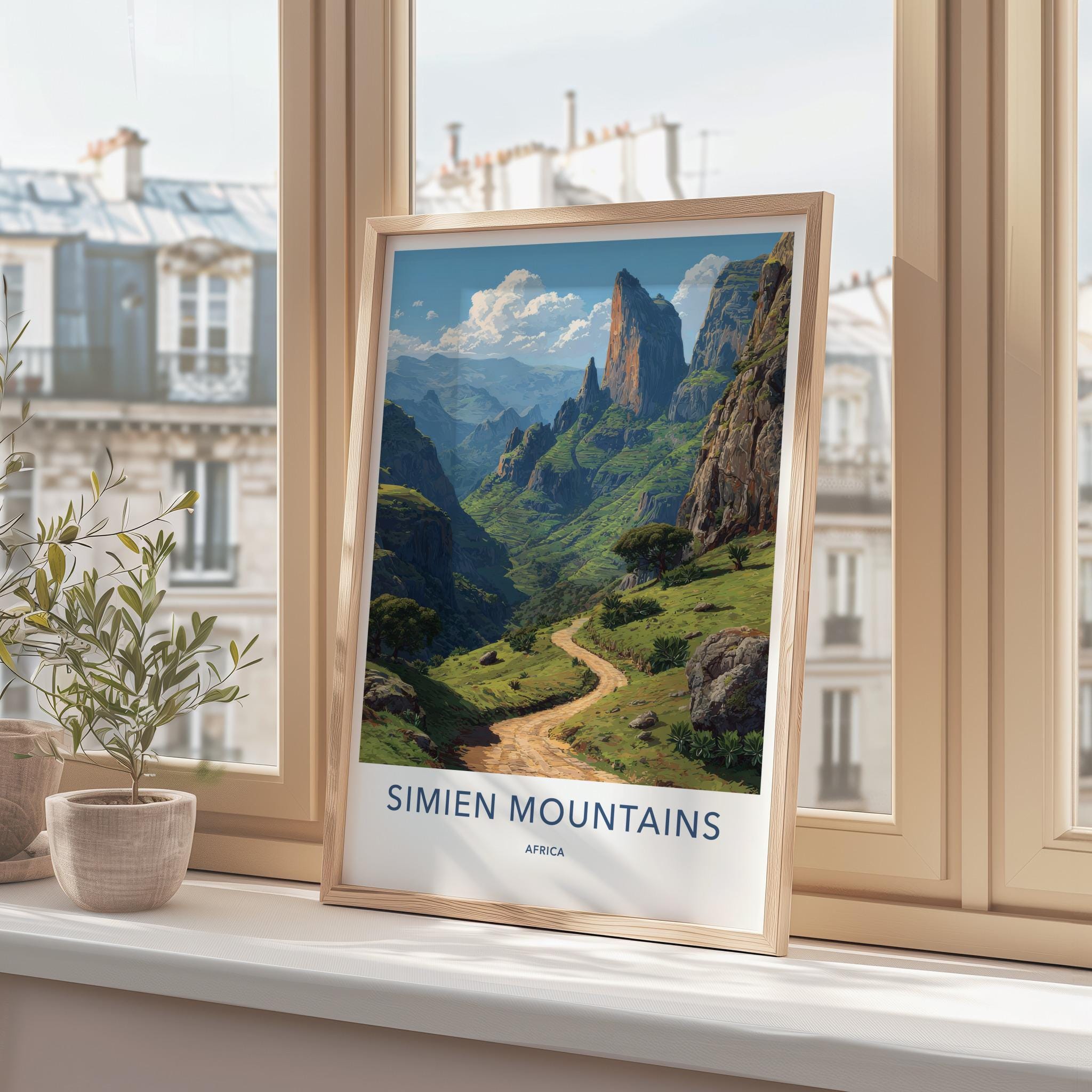 Simien Mountains Poster - Ethiopia Travel Art - Winding Mountain Path Wall Decor