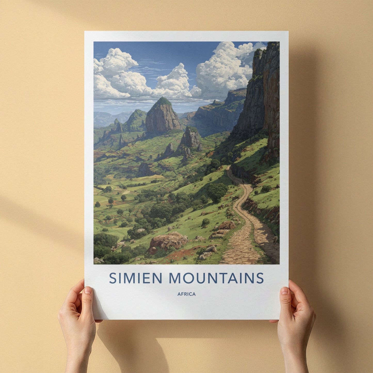 Simien Mountains Poster - Ethiopia Travel Art - Winding Path Hills Home Decor