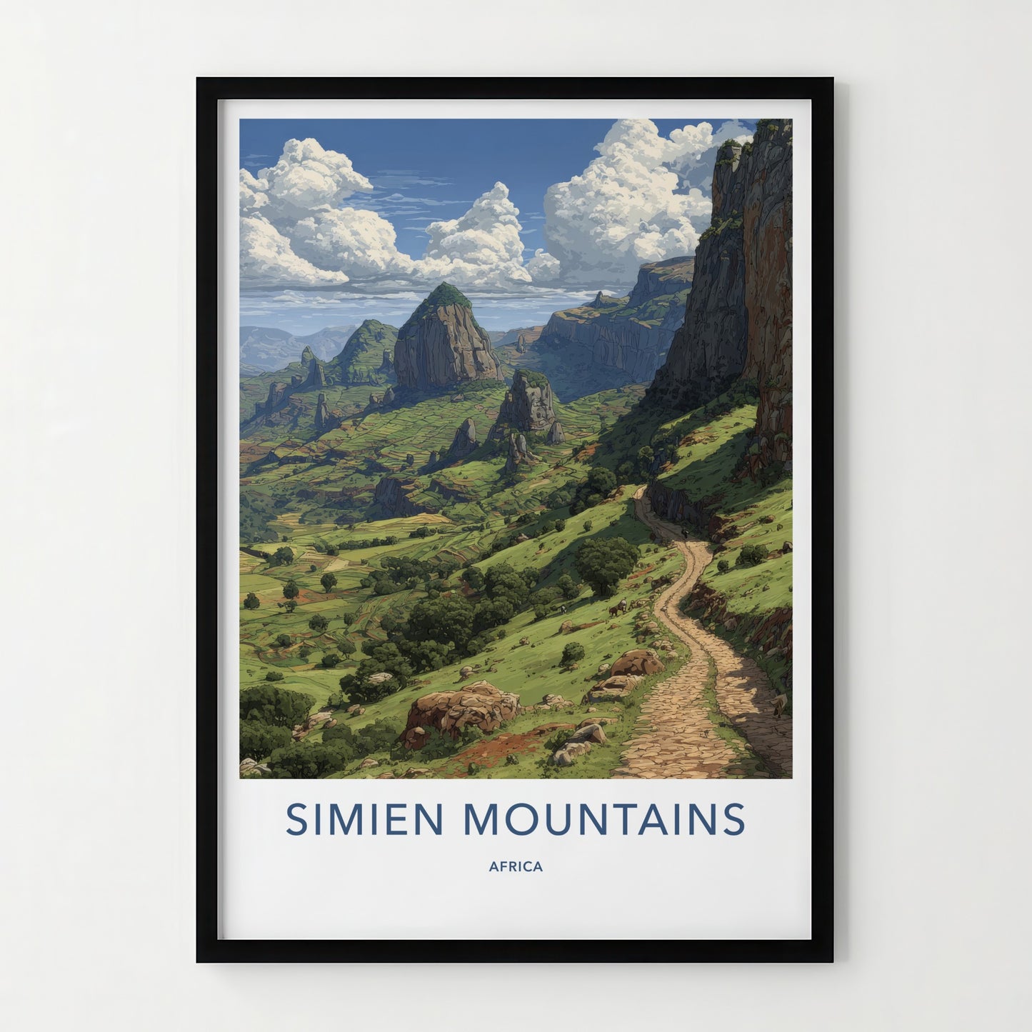 Simien Mountains Poster - Ethiopia Travel Art - Winding Path Hills Home Decor