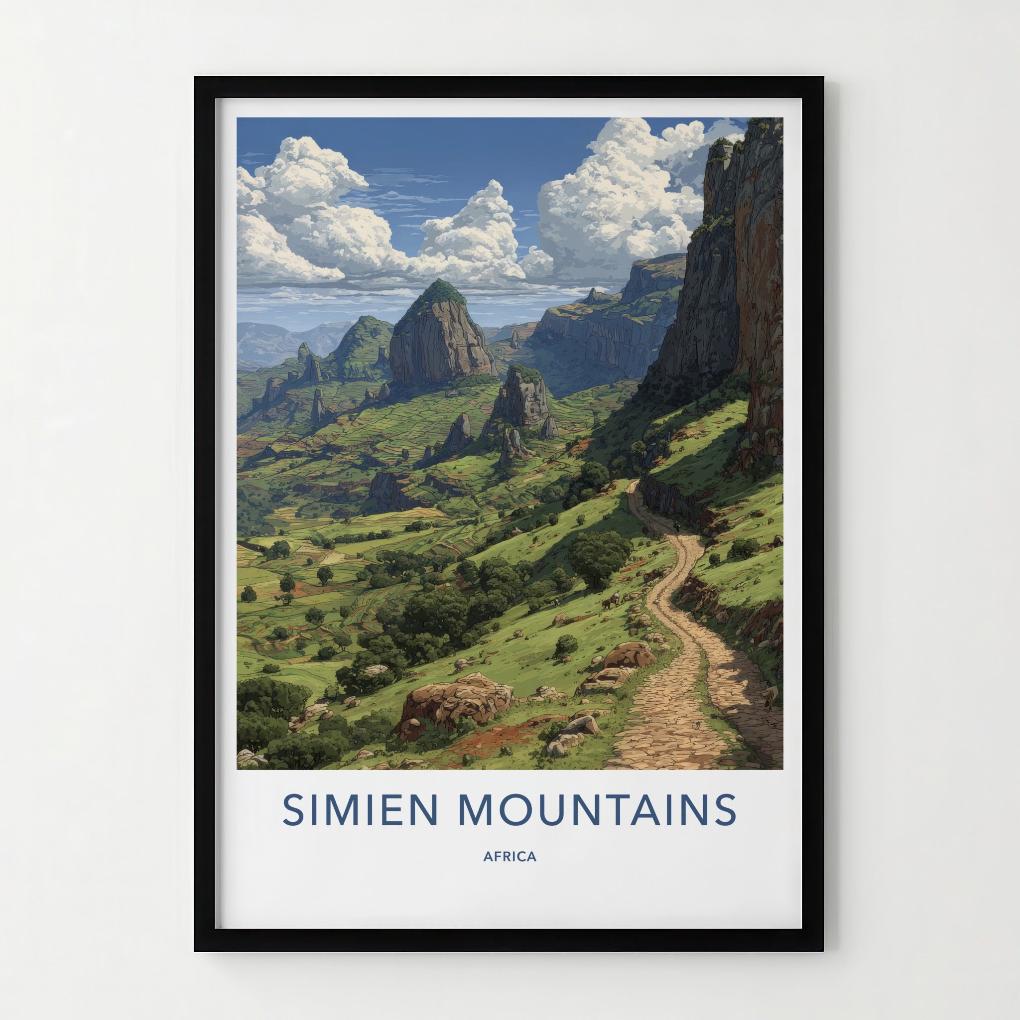 Simien Mountains Poster - Ethiopia Travel Art - Winding Path Hills Home Decor