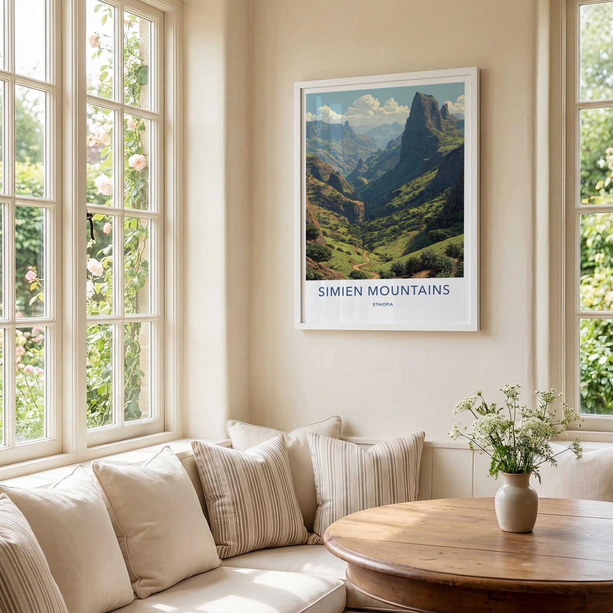 Simien Mountains Poster - Ethiopia Travel Art - Winding Valley Path Home Decor