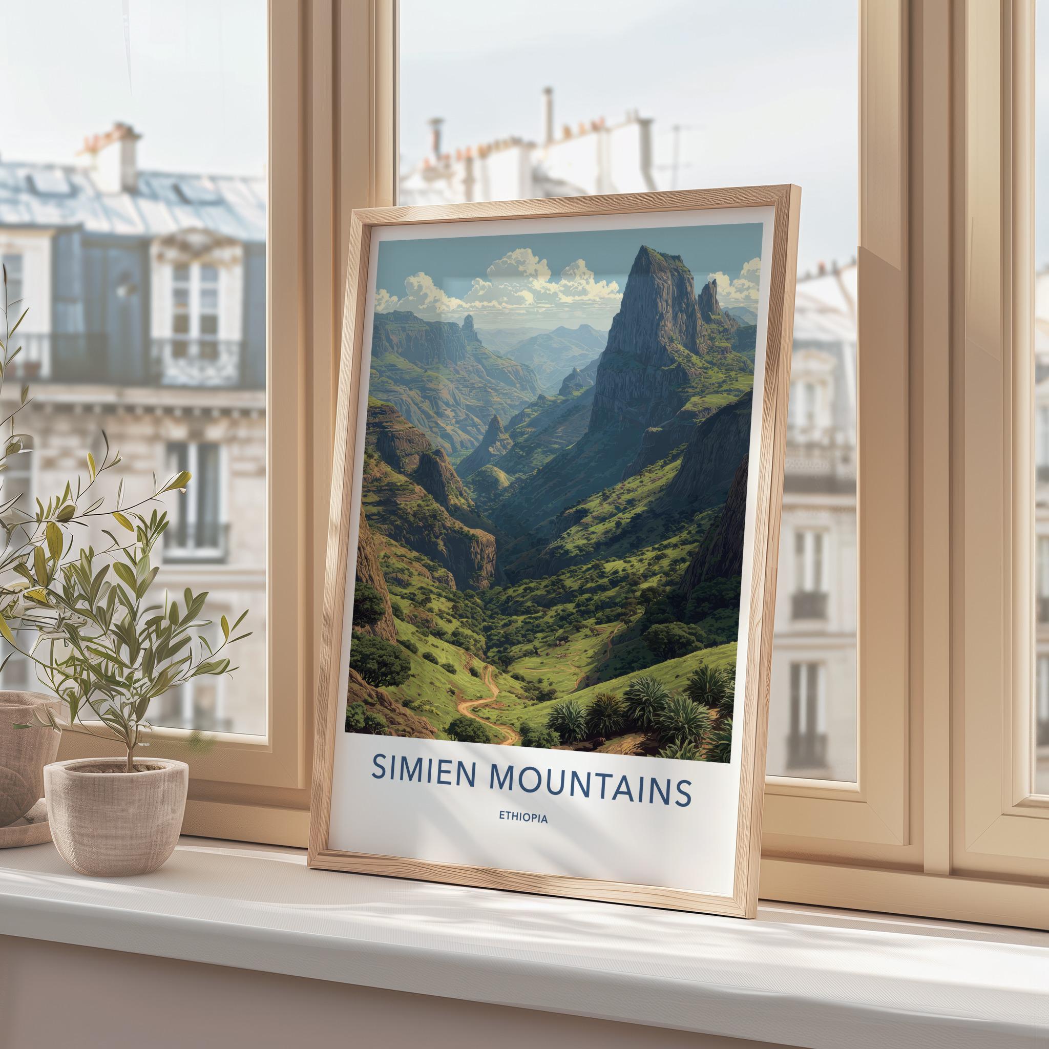 Simien Mountains Poster - Ethiopia Travel Art - Winding Valley Path Home Decor