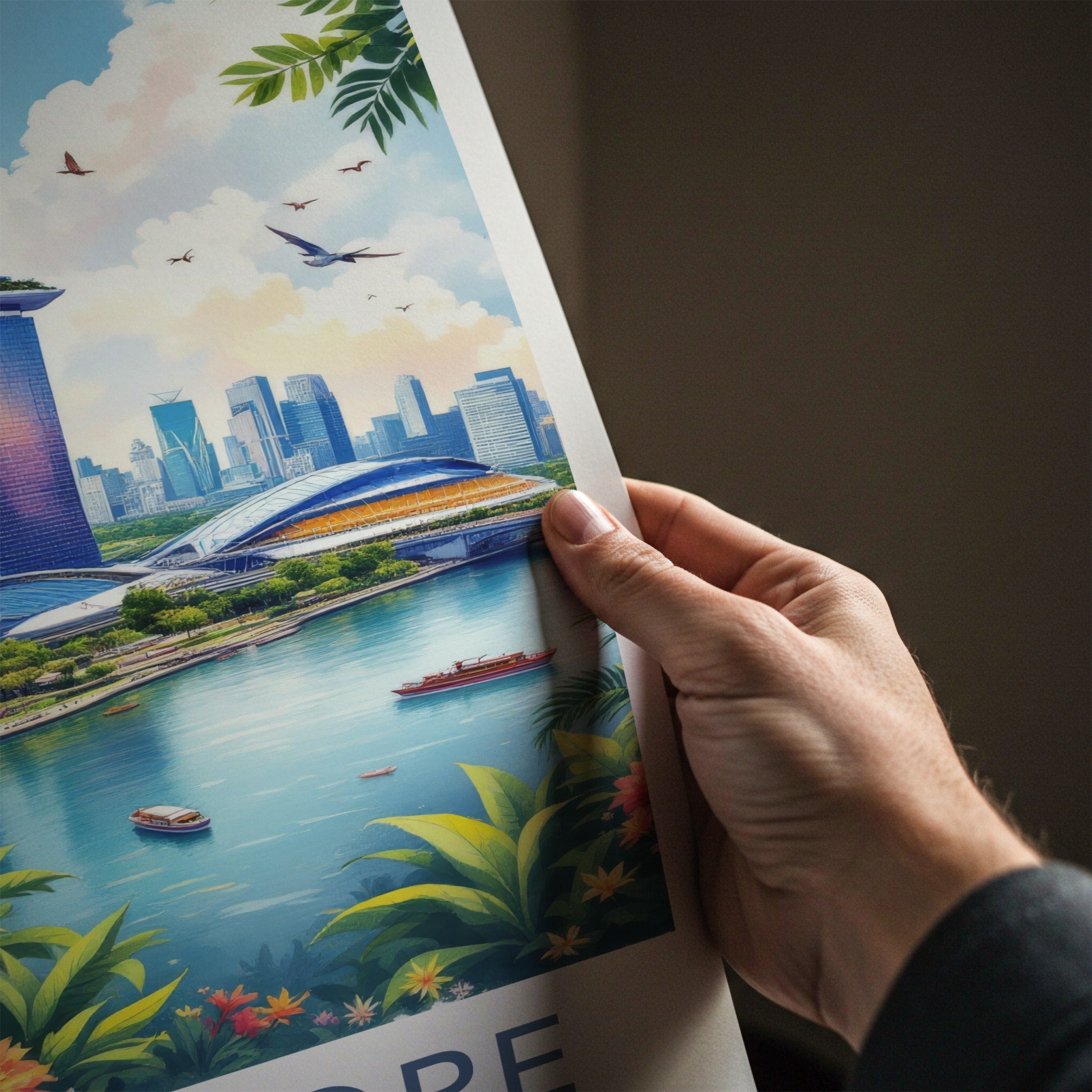 Singapore Poster - Singapore Art Print - Modern Cityscape Vista Lounge Decor