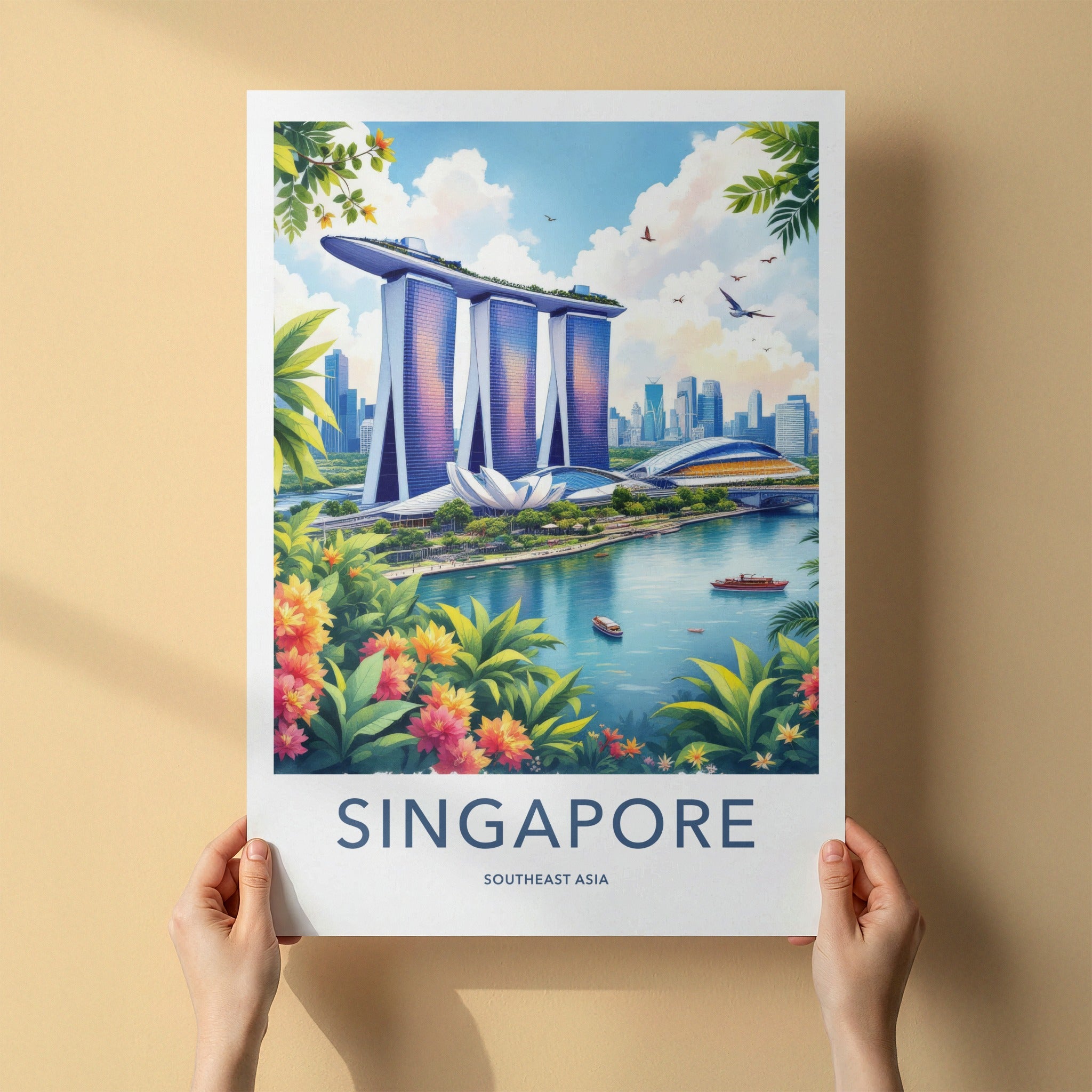 Singapore Poster - Singapore Art Print - Modern Cityscape Vista Lounge Decor