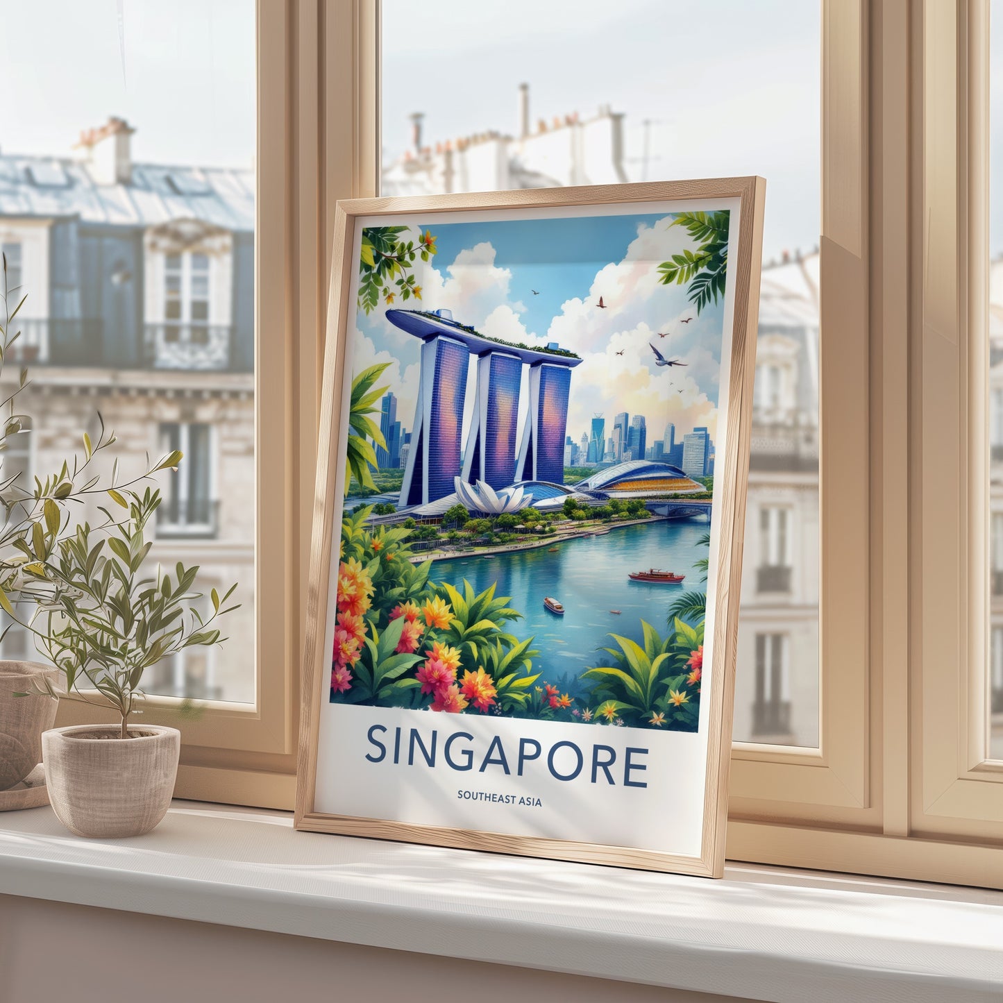 Singapore Poster - Singapore Art Print - Modern Cityscape Vista Lounge Decor