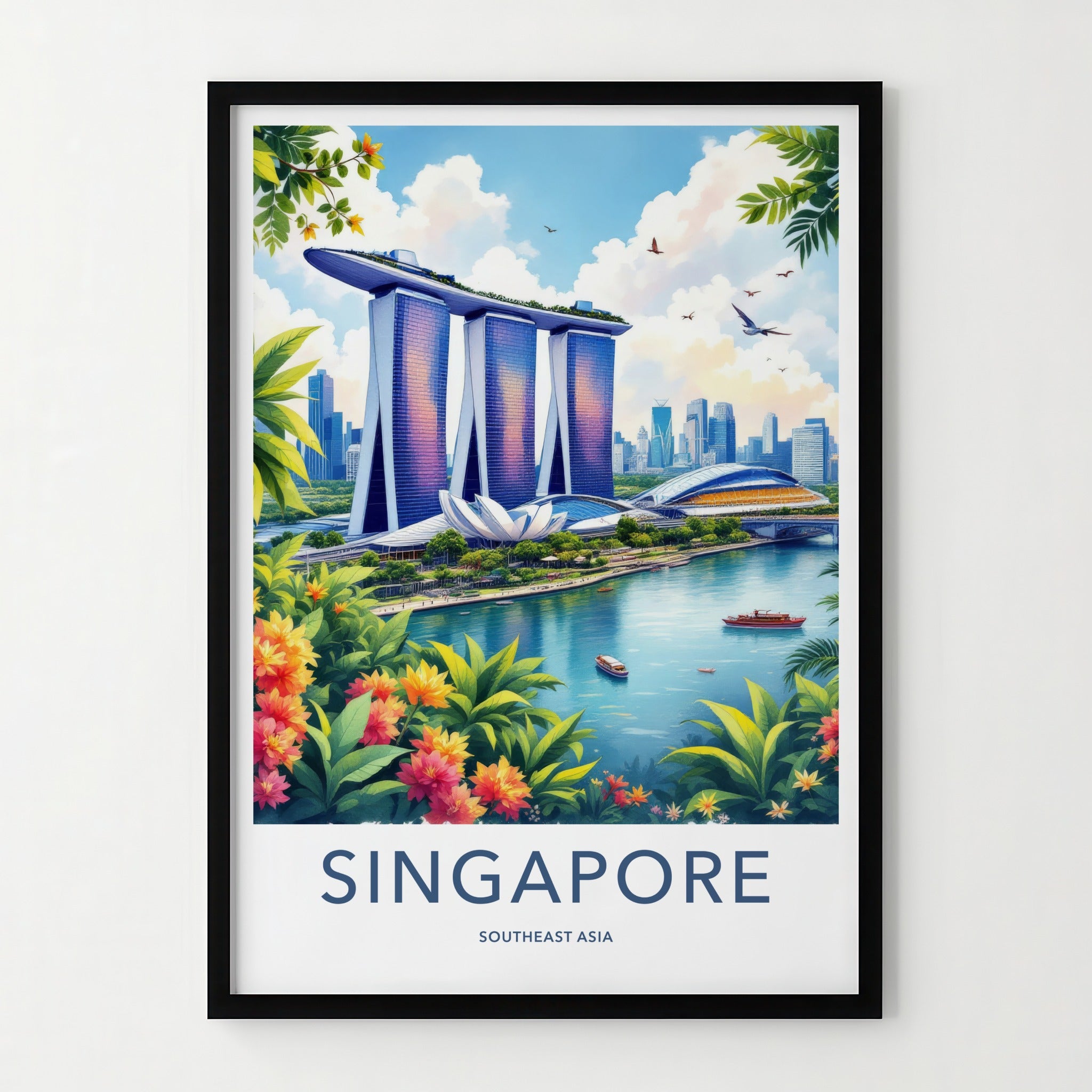 Singapore Poster - Singapore Art Print - Modern Cityscape Vista Lounge Decor