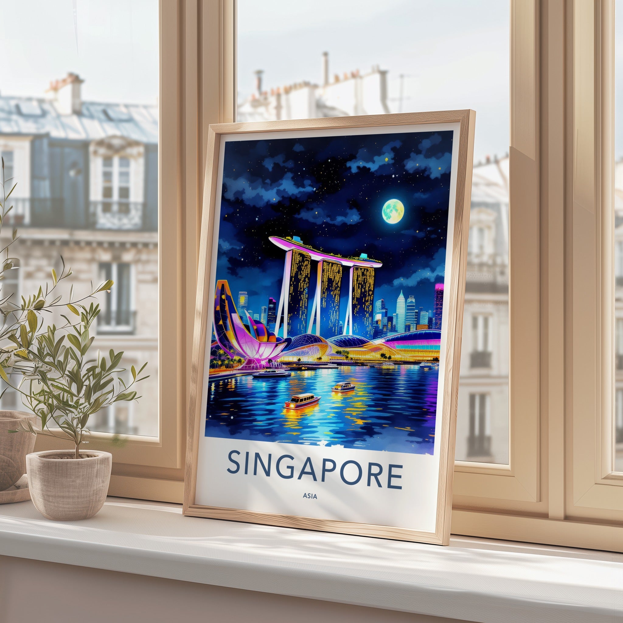 Singapore Poster - Singapore Marina Bay Sands Framed Art