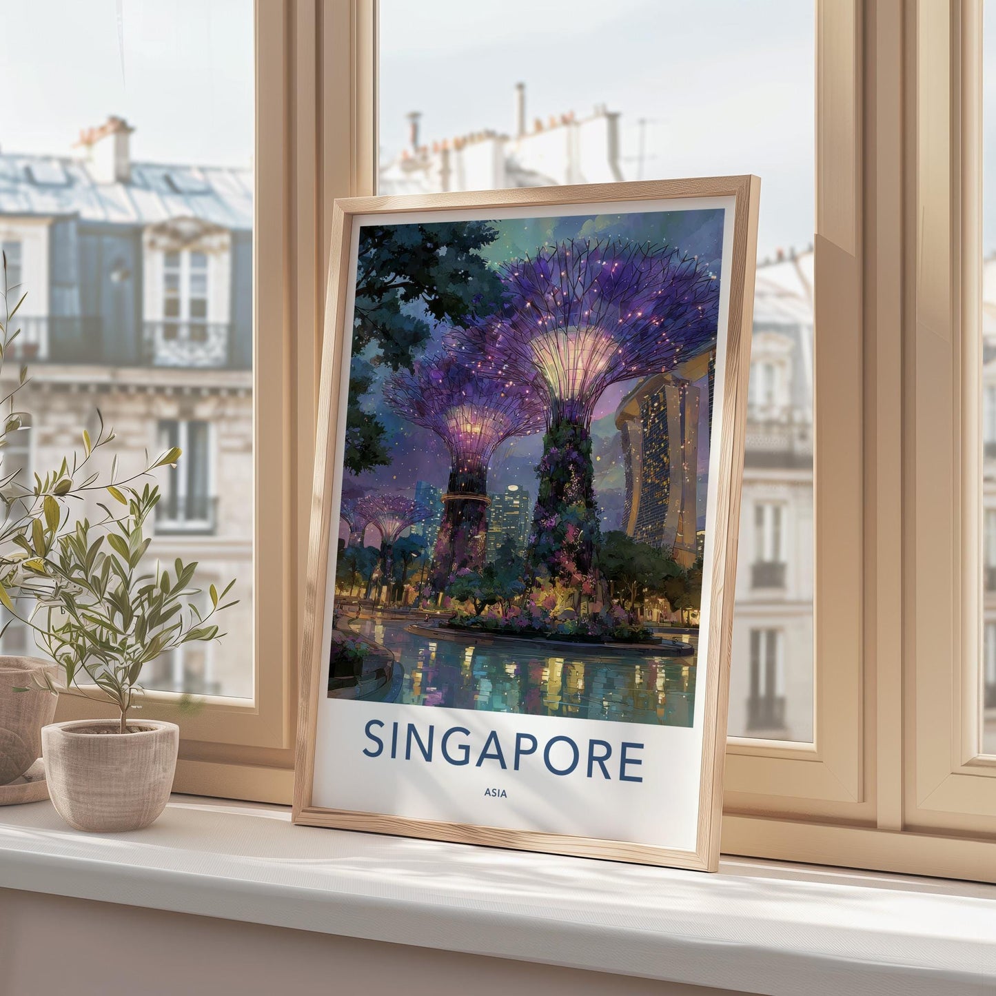 Singapore Poster - Singapore Travel Art - Illuminated Supertree Gardens Wall Decor