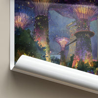Singapore Poster - Singapore Travel Art - Supertrees Gardens Night Wall Decor