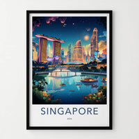 Singapore Poster - Singapore Travel Art - Vibrant Cityscape Reflection Home Decor