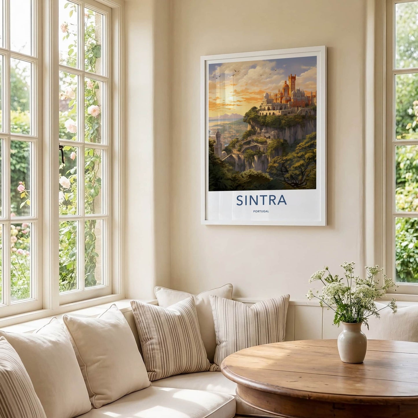 Sintra Poster - Portugal Travel Art - Cliffside Palace Sunset Home Decor