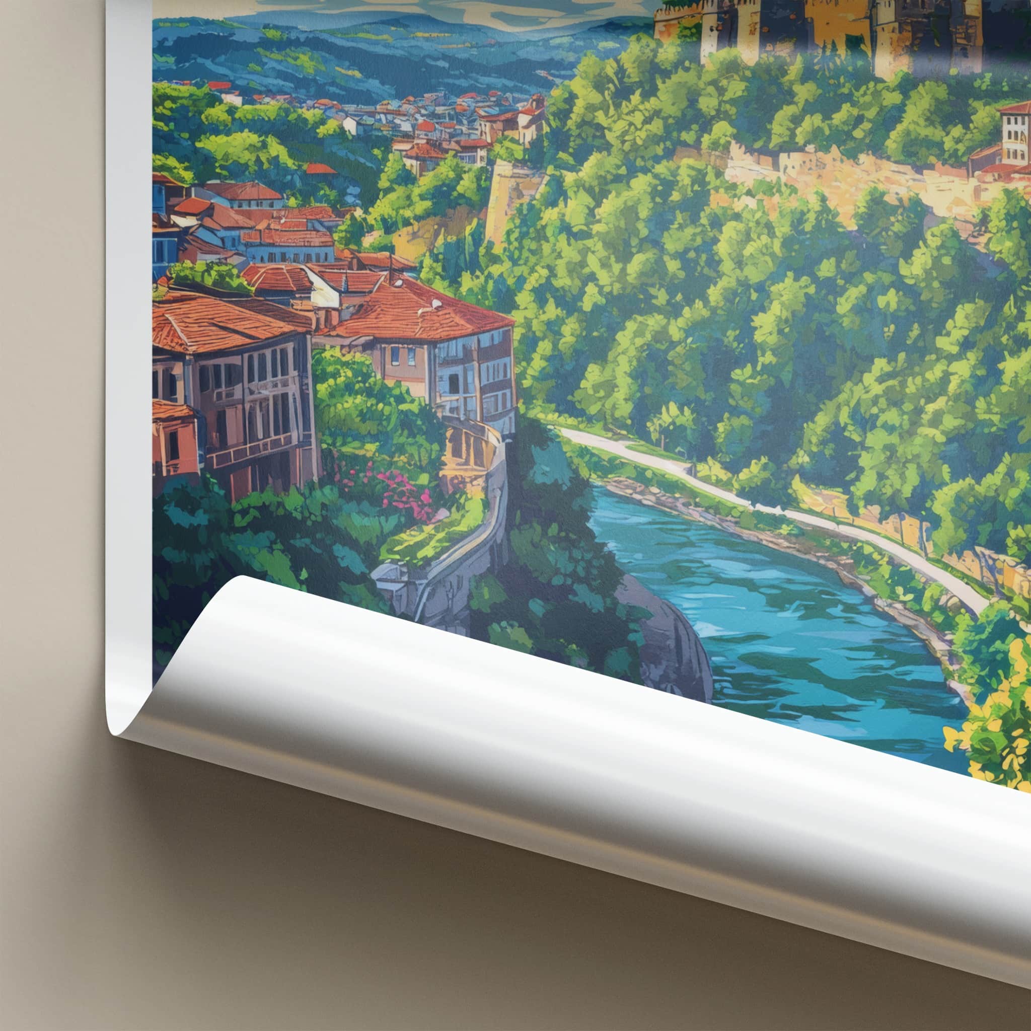Sintra Poster - Portugal Travel Art - Hilltop Castle River Wall Decor
