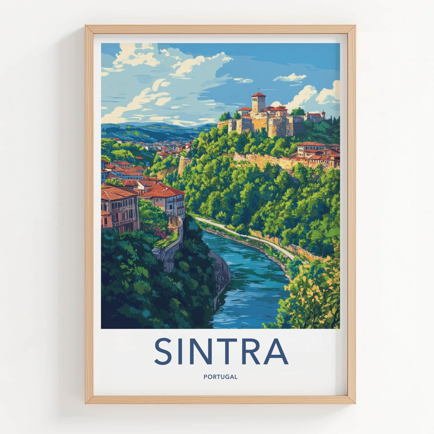 Sintra Poster - Portugal Travel Art - Hilltop Castle River Wall Decor