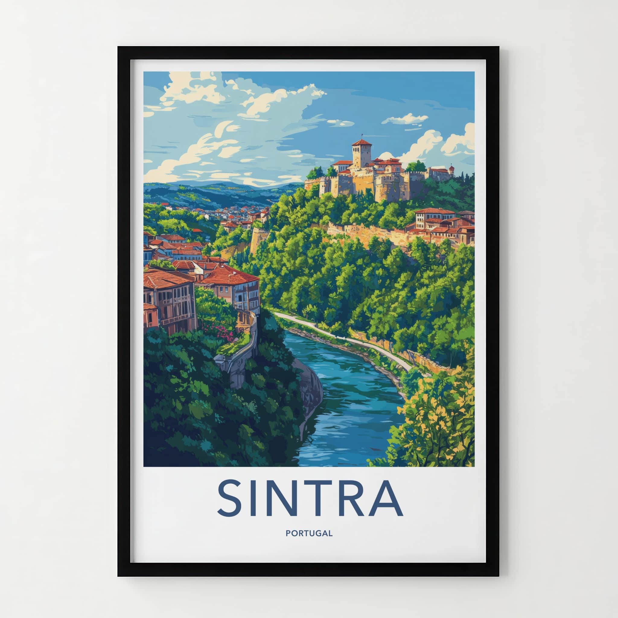 Sintra Poster - Portugal Travel Art - Hilltop Castle River Wall Decor