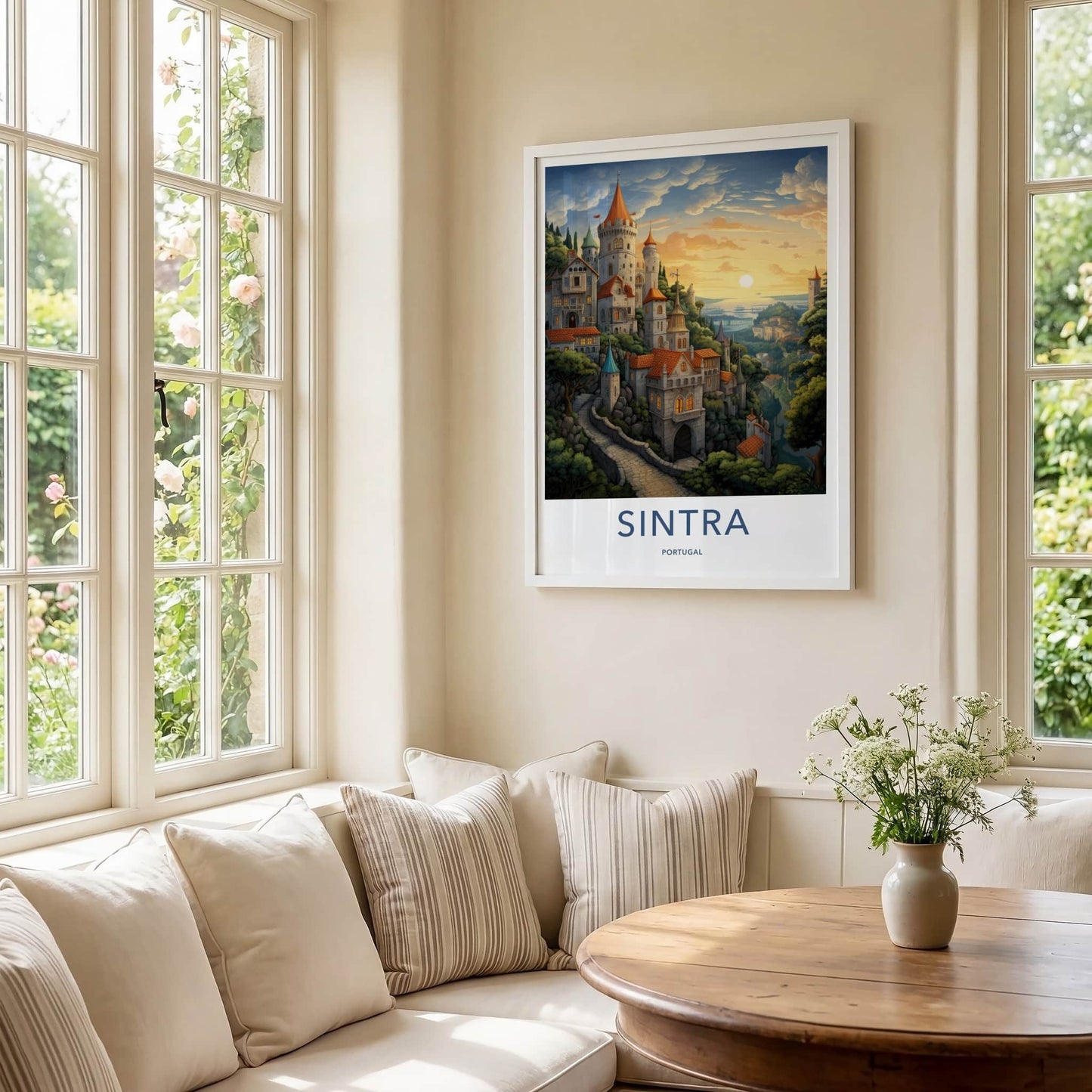 Sintra Poster - Portugal Travel Art - Hilltop Castle Sunset Wall Decor