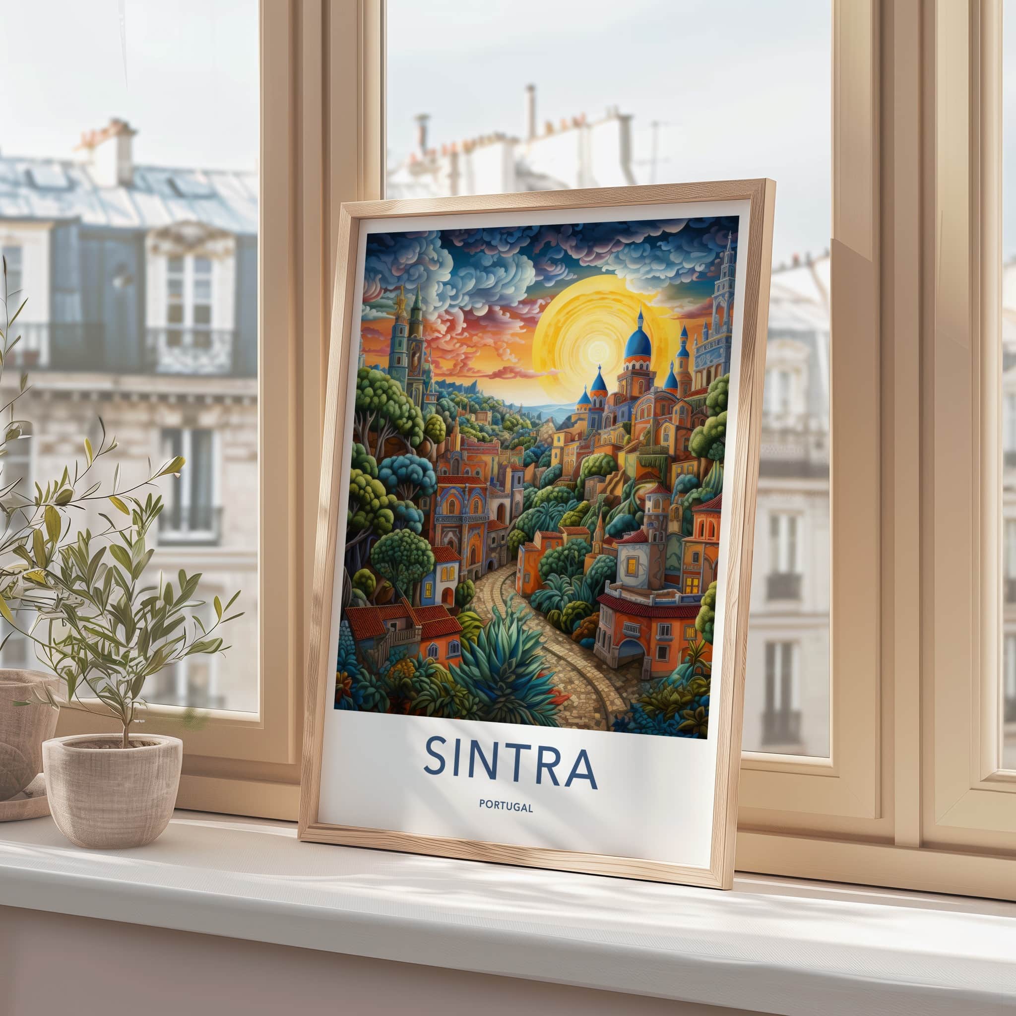 Sintra Poster - Portugal Travel Art - Vibrant Hillside City Home Decor