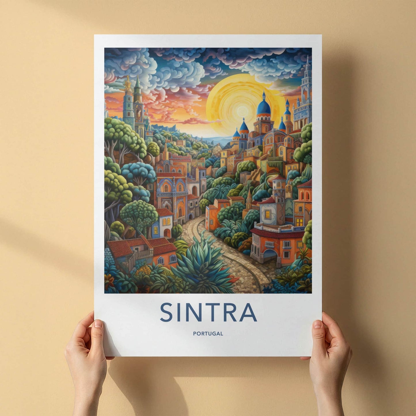 Sintra Poster - Portugal Travel Art - Vibrant Hillside City Home Decor