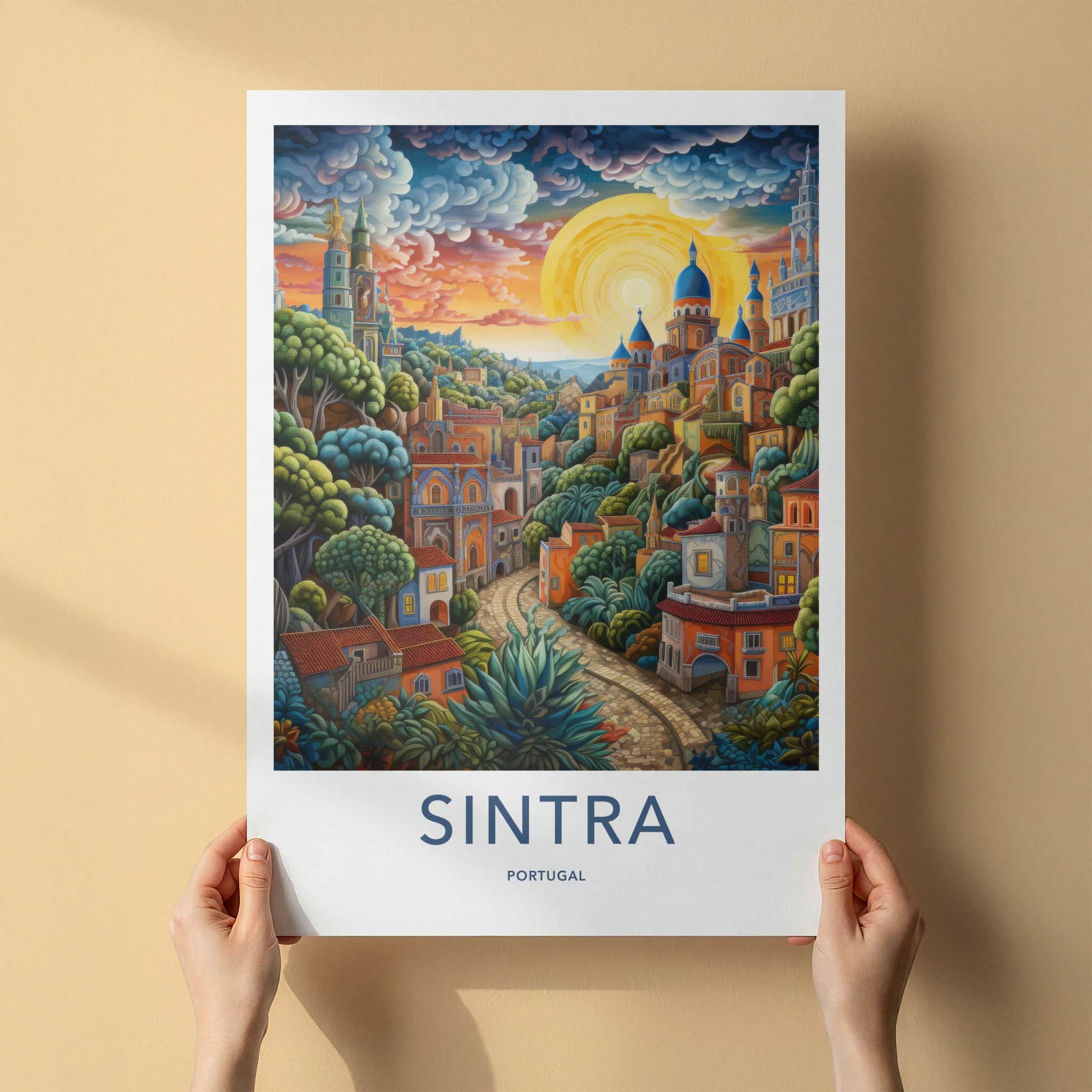 Sintra Poster - Portugal Travel Art - Vibrant Hillside City Home Decor