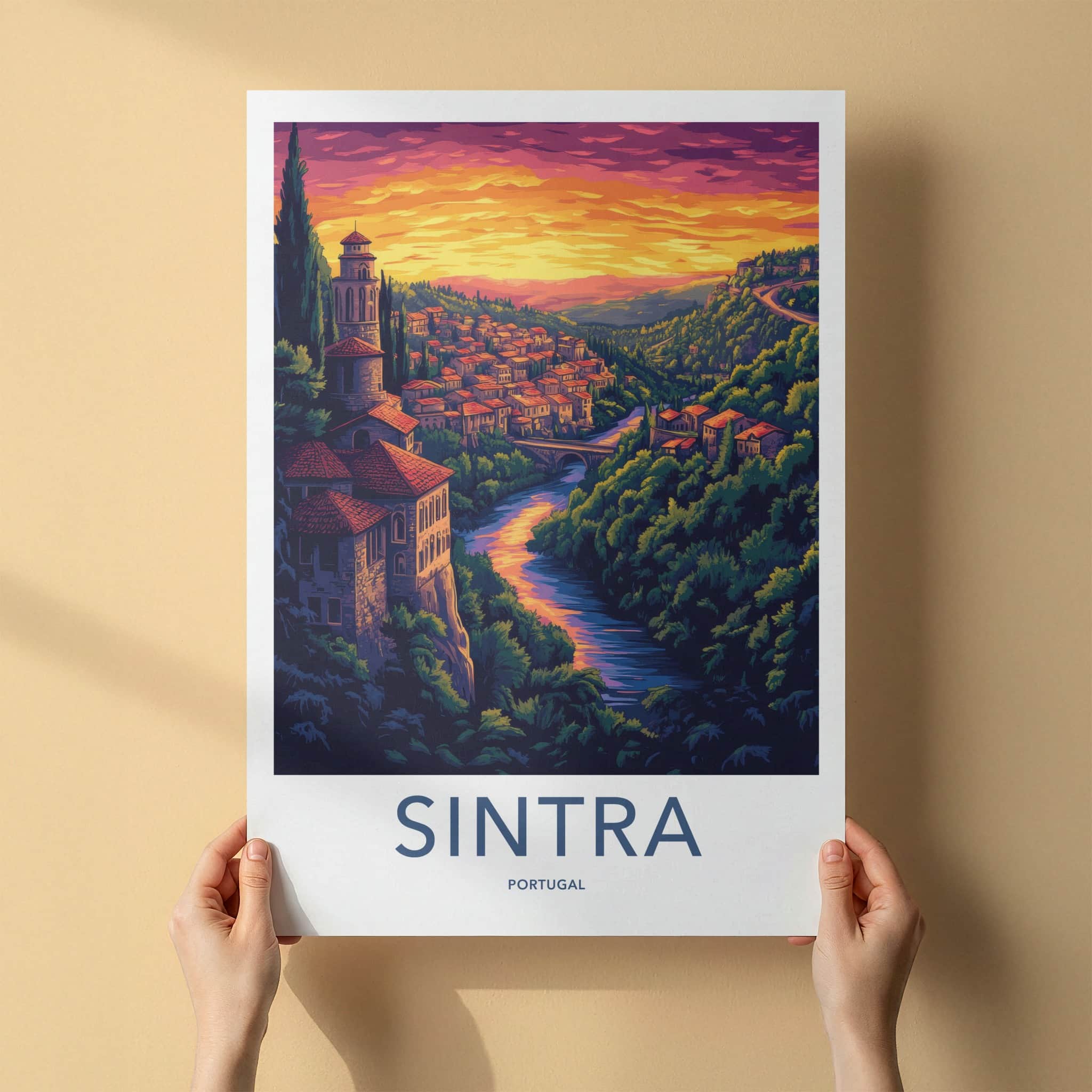 Sintra Poster - Portugal Travel Art - Vibrant Hillside Town Home Decor