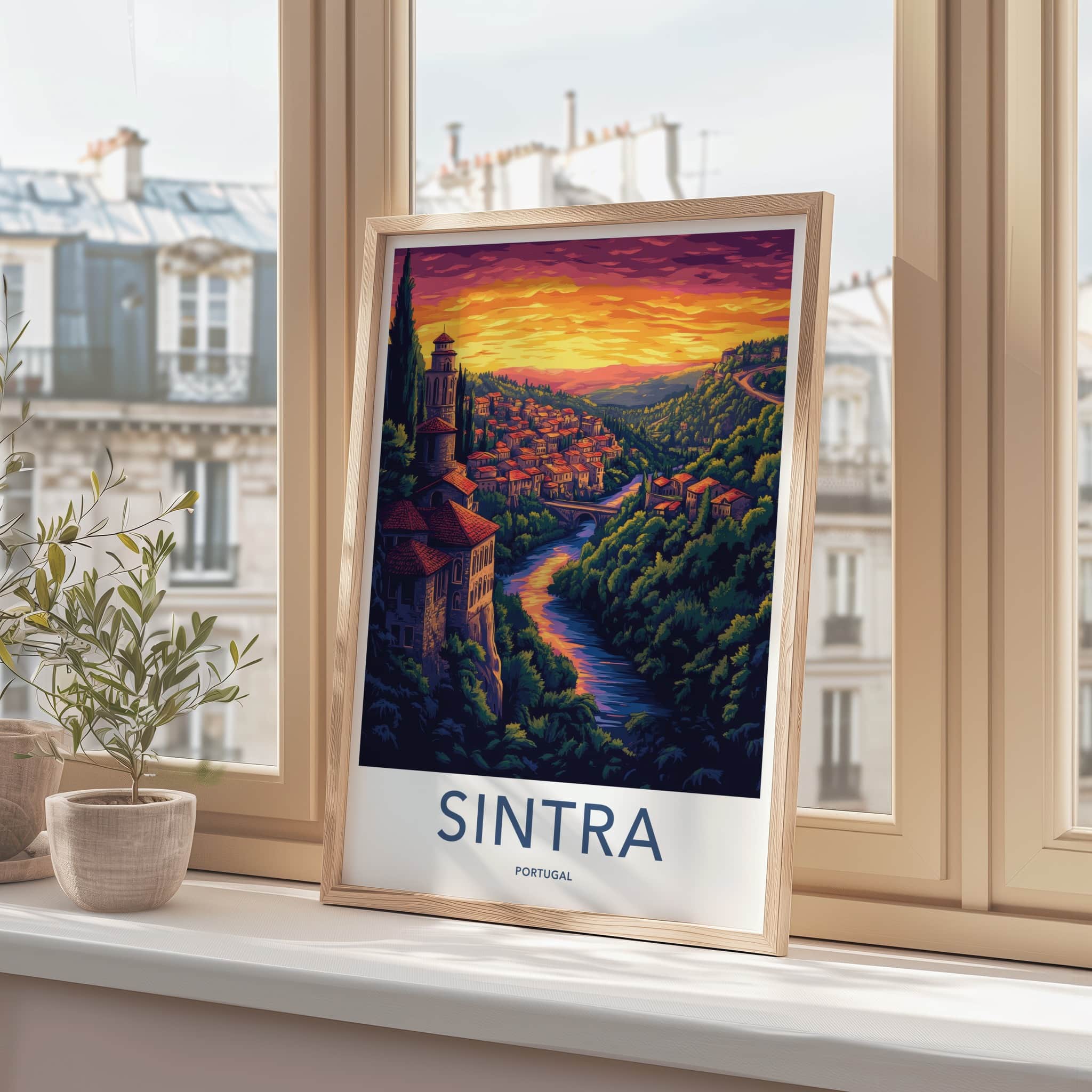 Sintra Poster - Portugal Travel Art - Vibrant Hillside Town Home Decor
