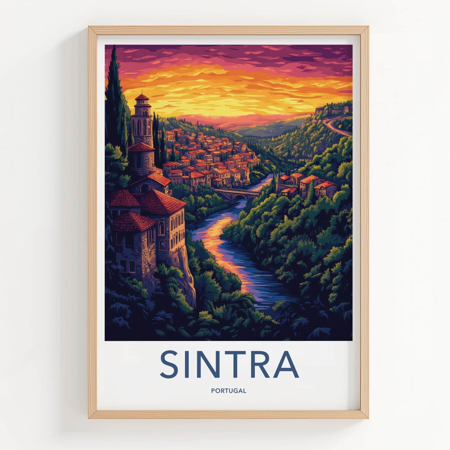Sintra Poster - Portugal Travel Art - Vibrant Hillside Town Home Decor