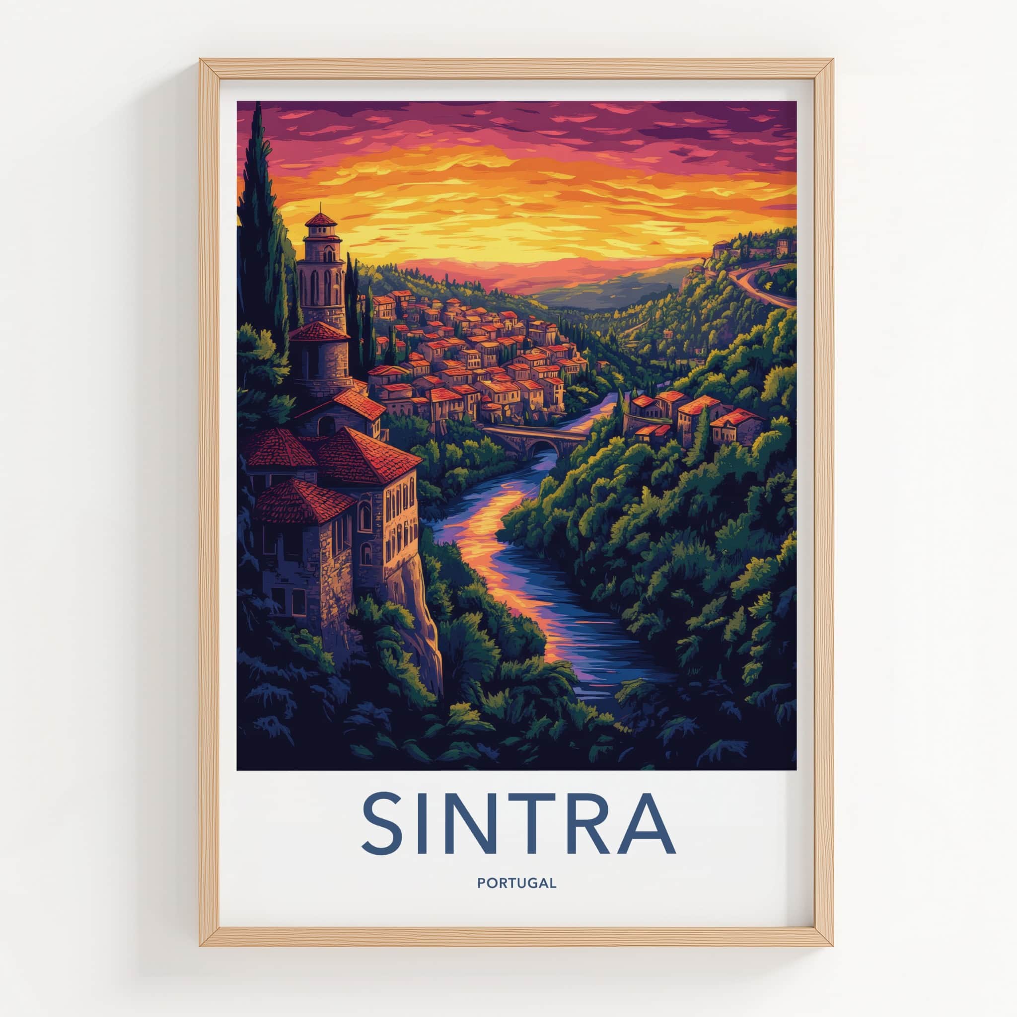 Sintra Poster - Portugal Travel Art - Vibrant Hillside Town Home Decor