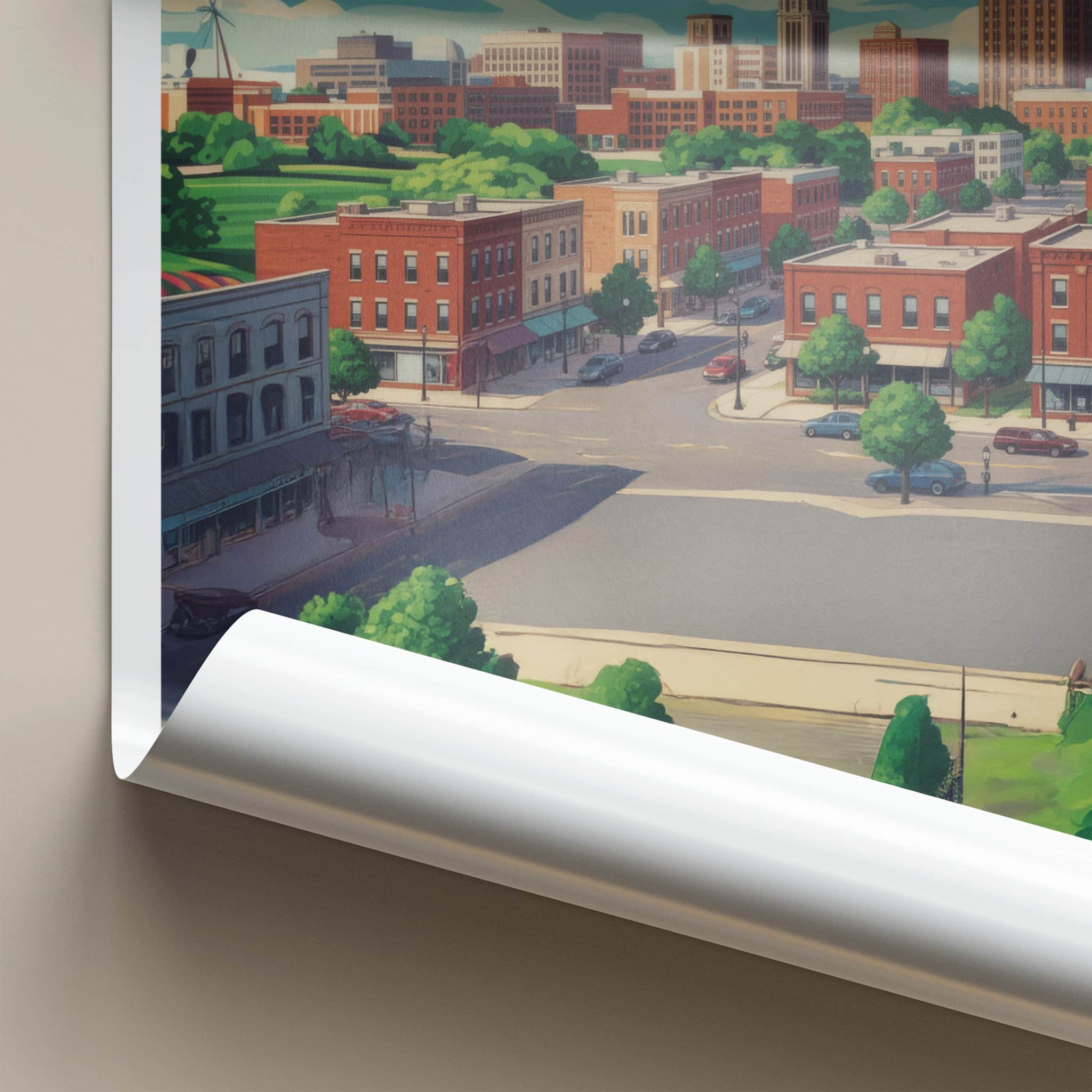 Sioux City Poster - Iowa Framed Print - Midwestern Urban Landscape Framed Decor