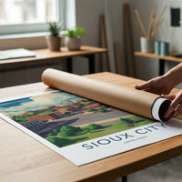 Sioux City Poster - Iowa Framed Print - Midwestern Urban Landscape Framed Decor