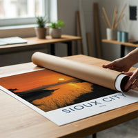 Sioux City Poster - Iowa Framed Print - Prairie River Sunset Lounge Decor