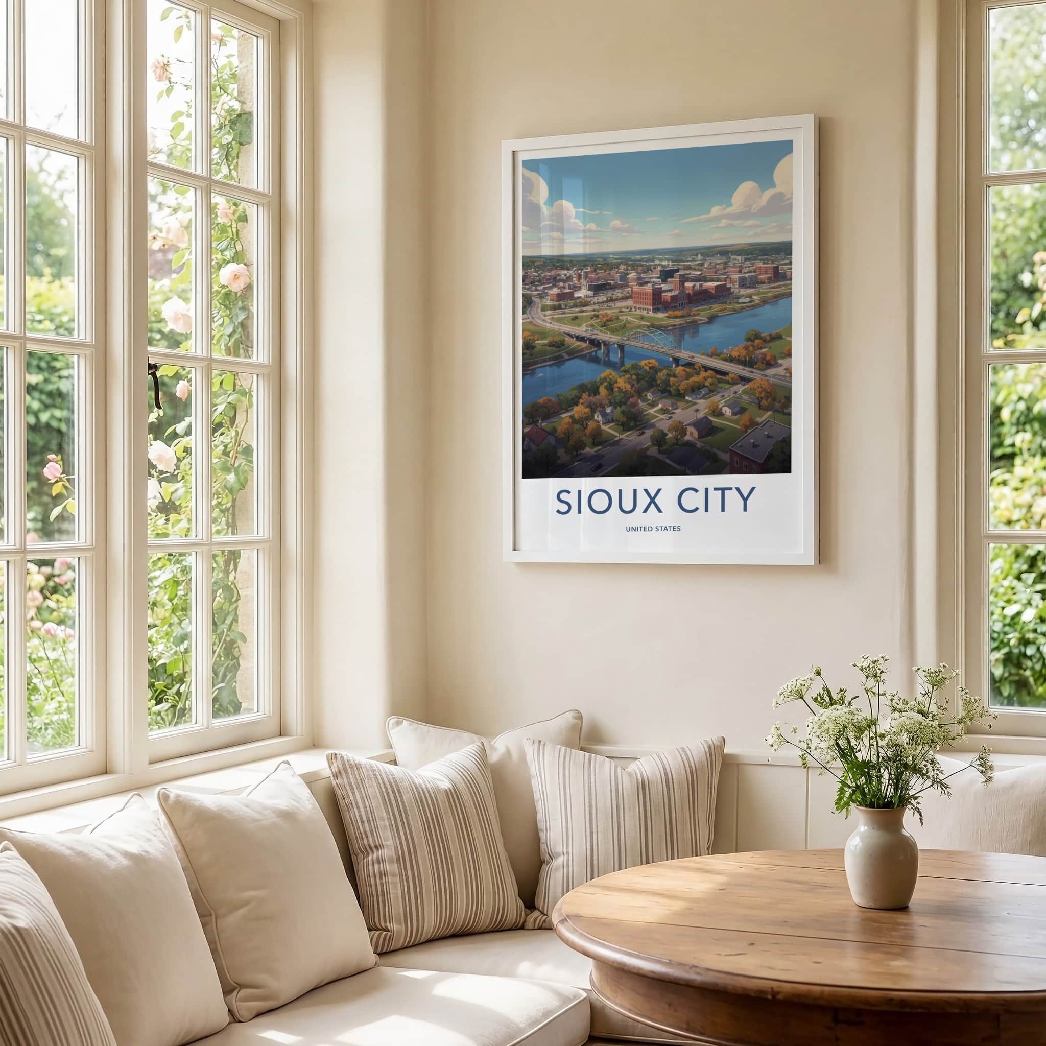 Sioux City Poster - Iowa Travel Art - Autumn Cityscape View Home Decor