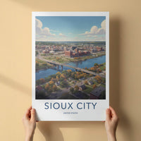 Sioux City Poster - Iowa Travel Art - Autumn Cityscape View Home Decor