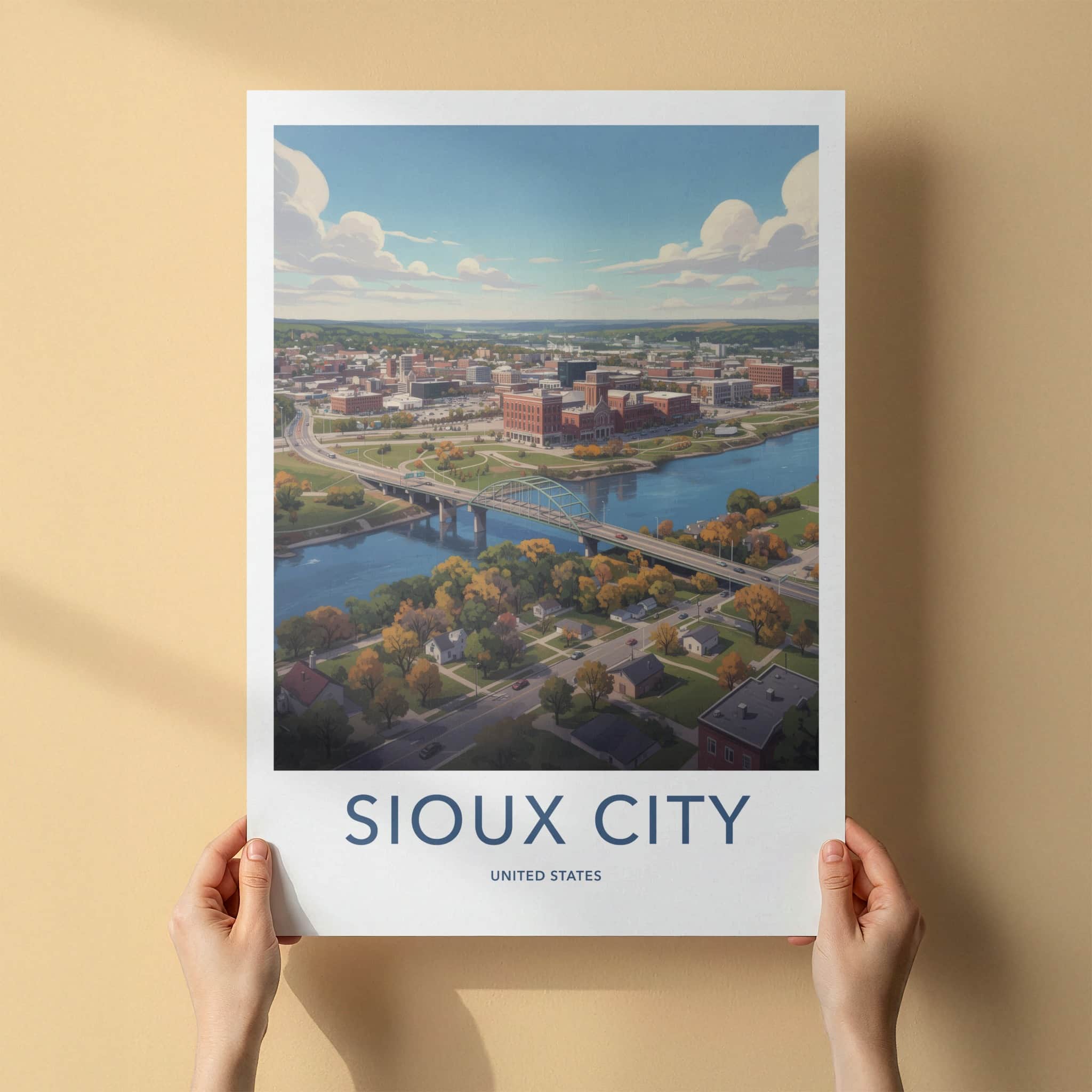 Sioux City Poster - Iowa Travel Art - Autumn Cityscape View Home Decor