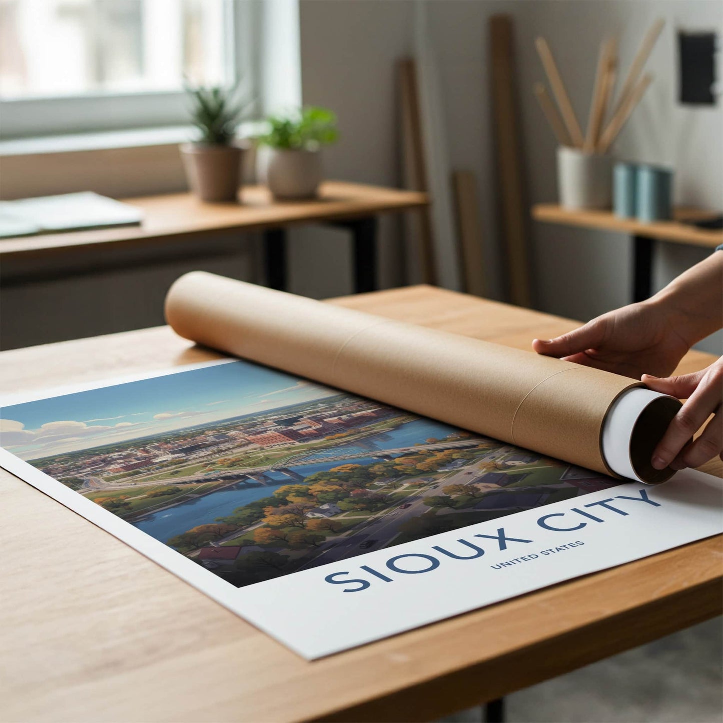 Sioux City Poster - Iowa Travel Art - Autumn Cityscape View Home Decor