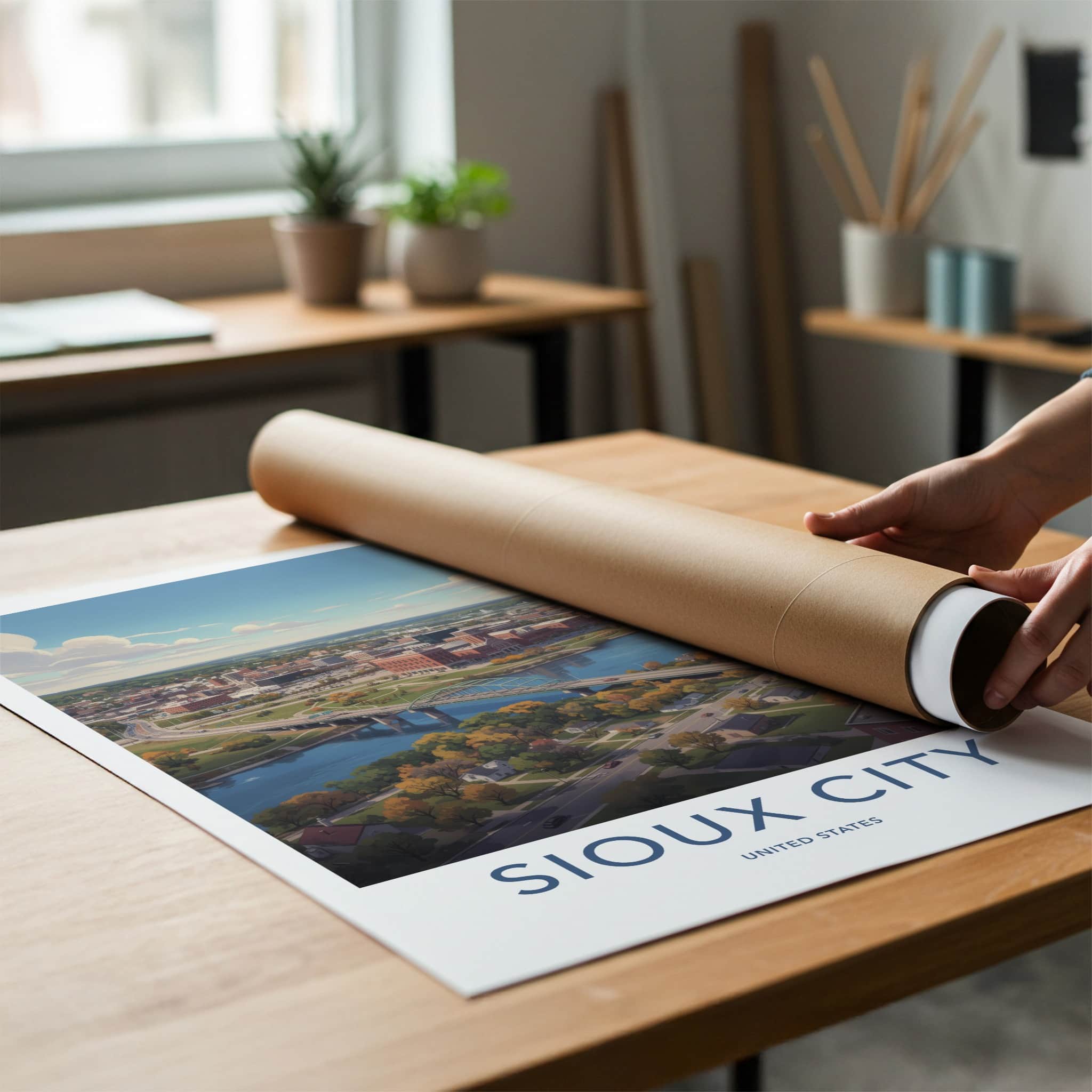 Sioux City Poster - Iowa Travel Art - Autumn Cityscape View Home Decor