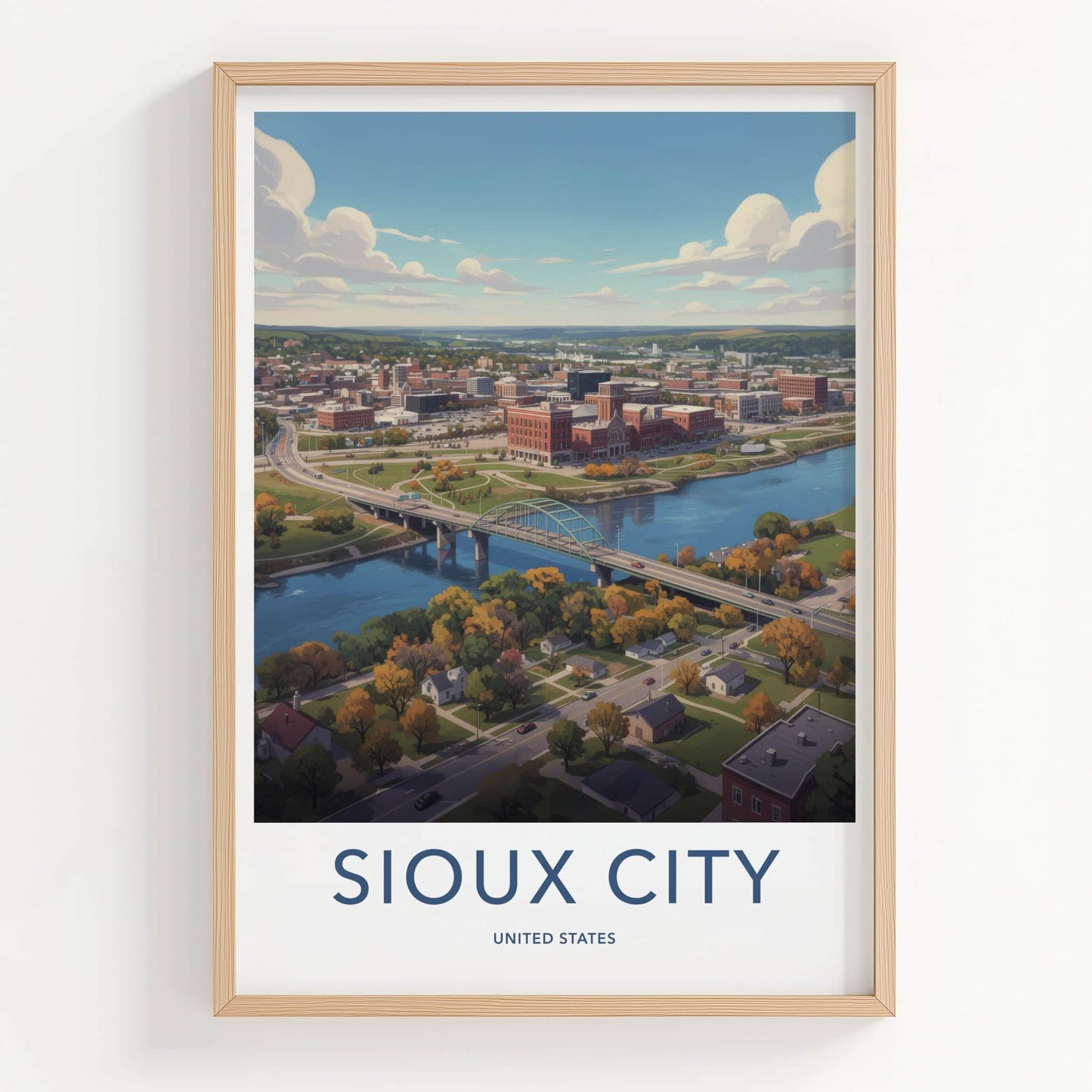 Sioux City Poster - Iowa Travel Art - Autumn Cityscape View Home Decor