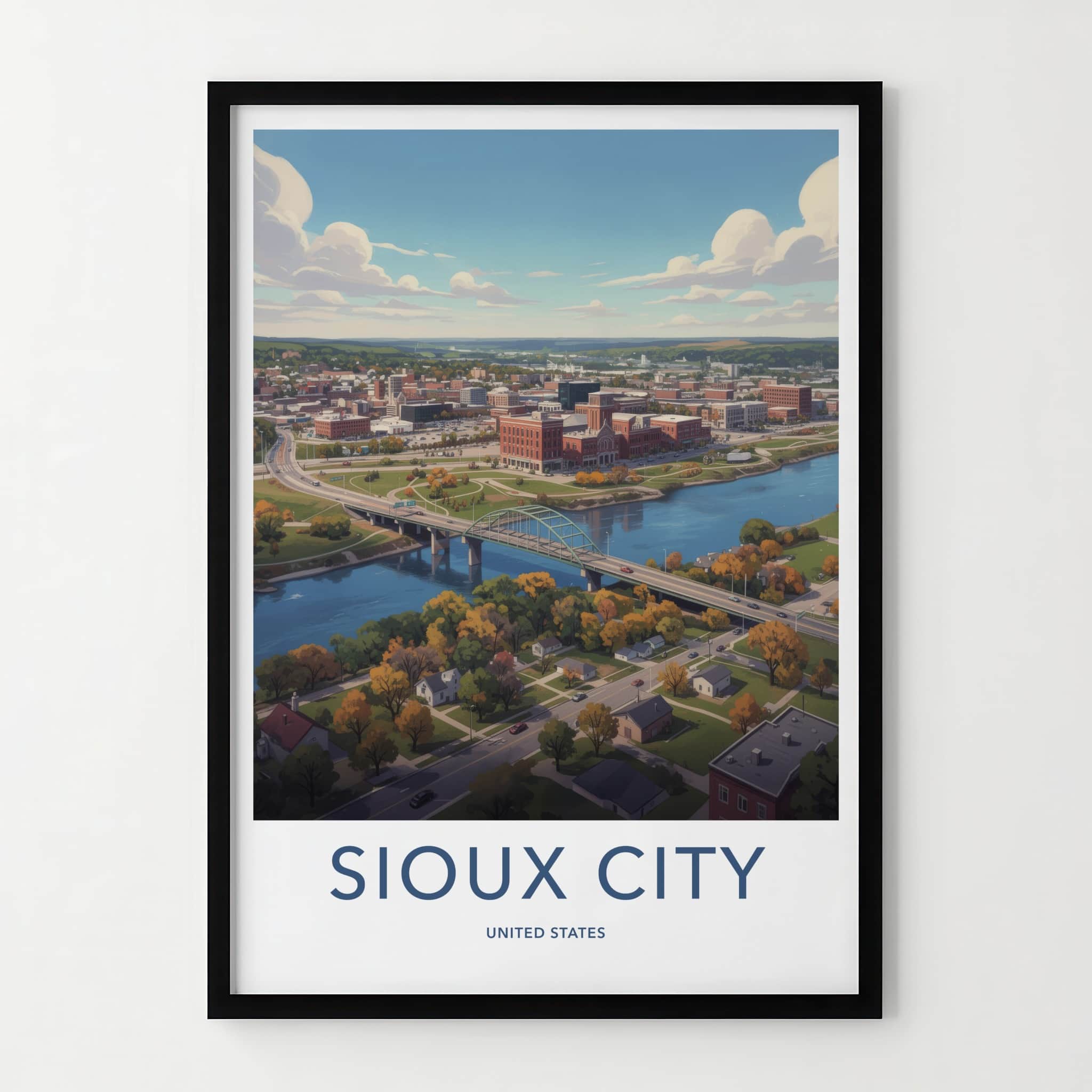 Sioux City Poster - Iowa Travel Art - Autumn Cityscape View Home Decor