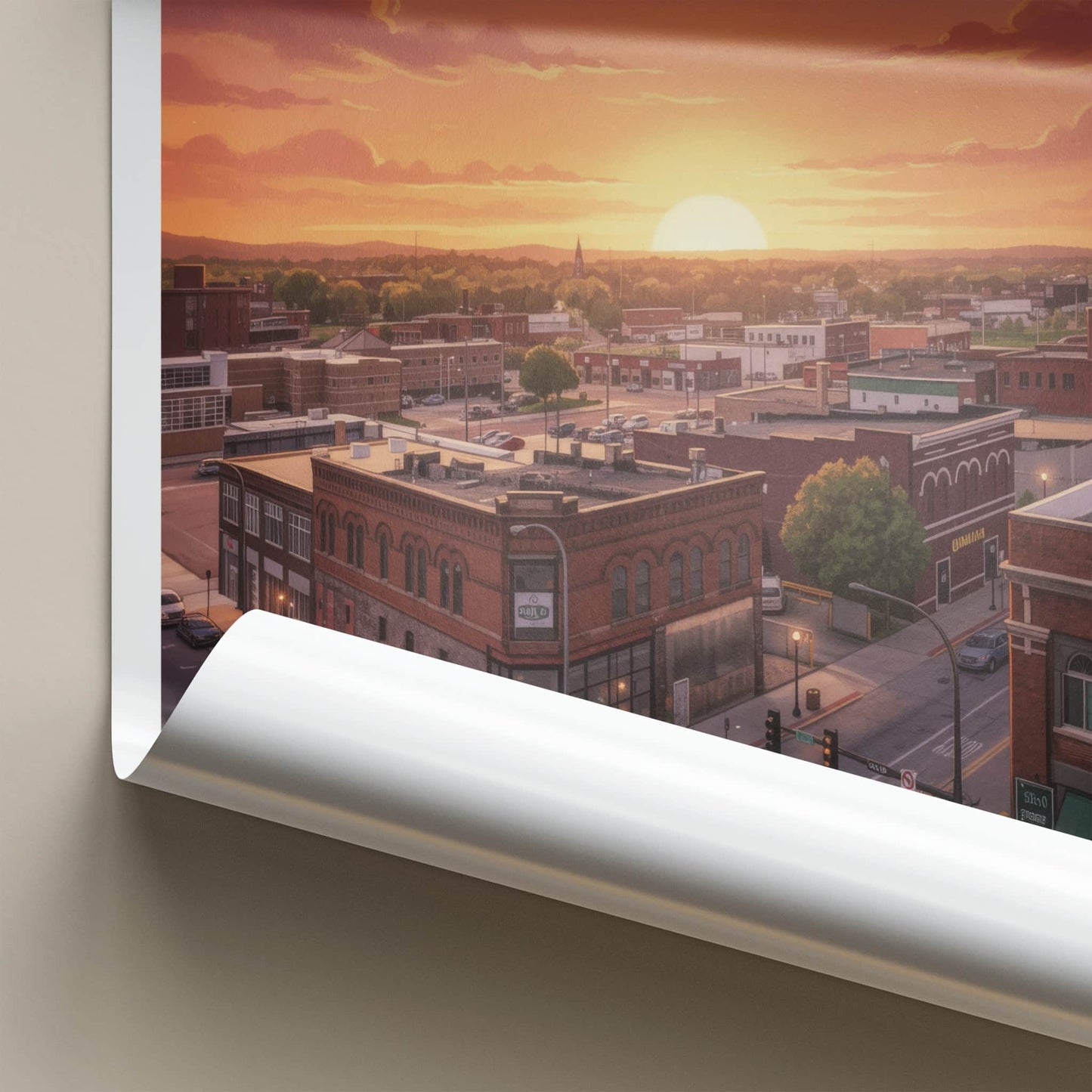 Sioux City Poster - Iowa Travel Art - Sunset Orange Cityscape Home Decor