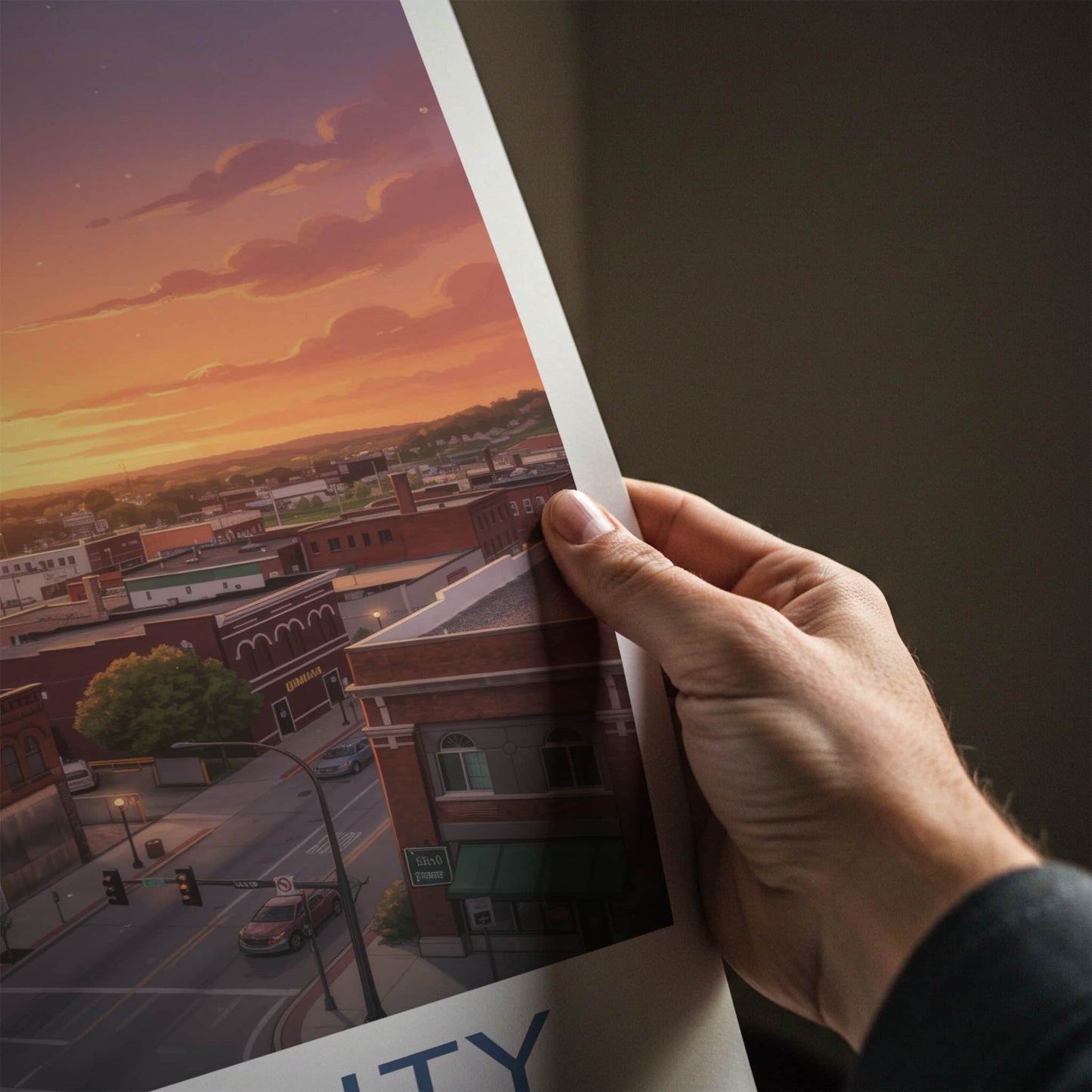 Sioux City Poster - Iowa Travel Art - Sunset Orange Cityscape Home Decor