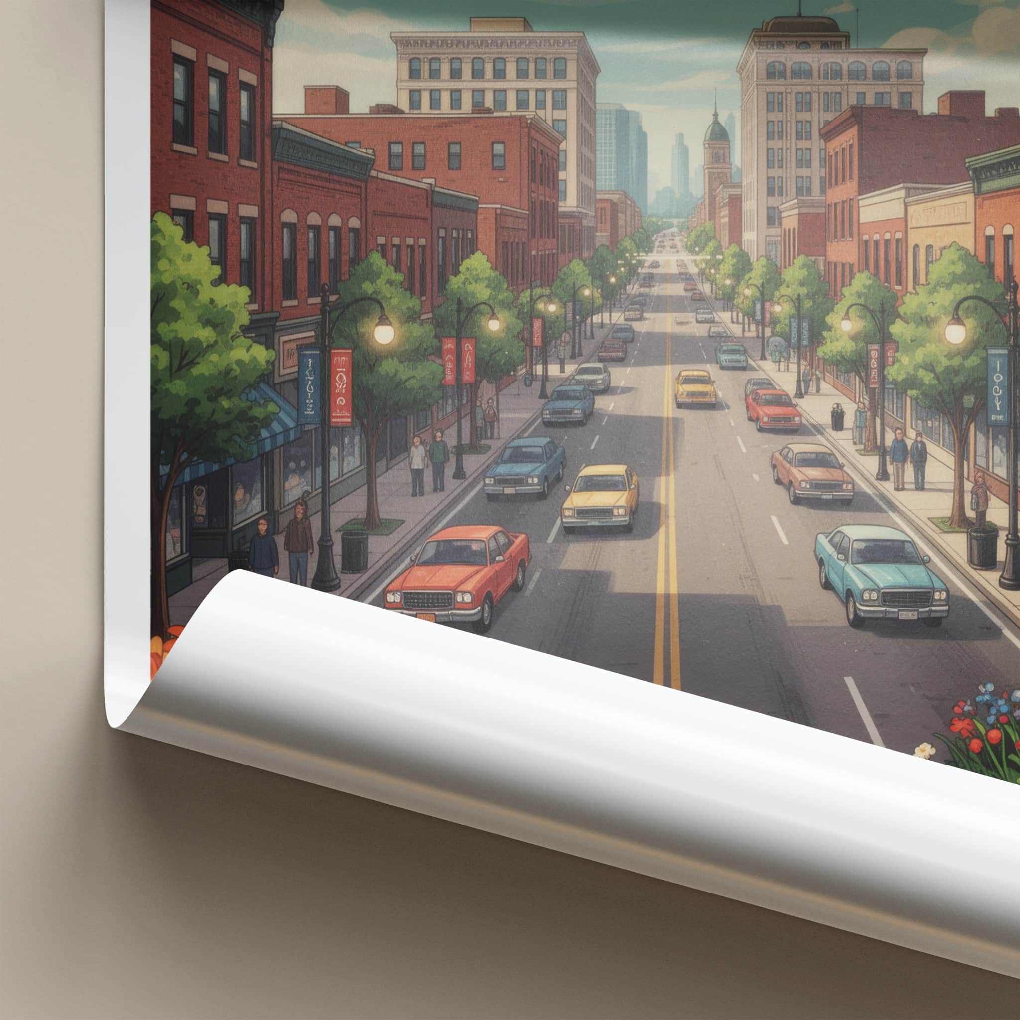 Sioux City Poster - Iowa Travel Art - Urban Street Scene Wall Decor