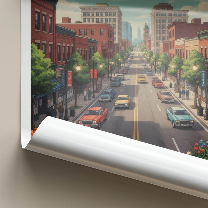 Sioux City Poster - Iowa Travel Art - Urban Street Scene Wall Decor