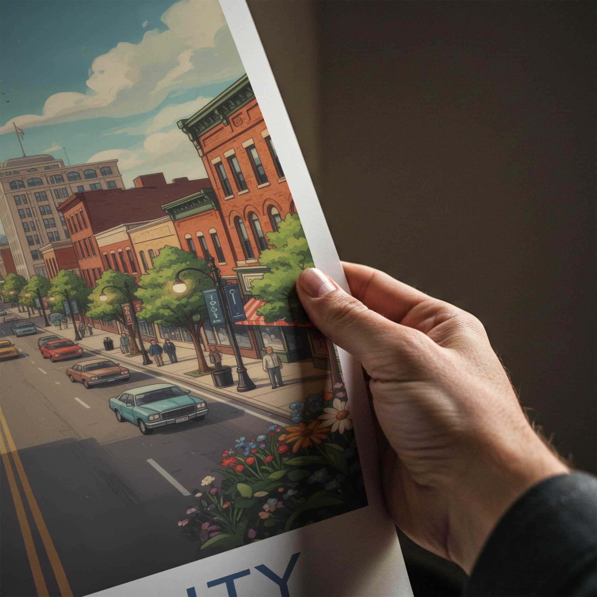 Sioux City Poster - Iowa Travel Art - Urban Street Scene Wall Decor