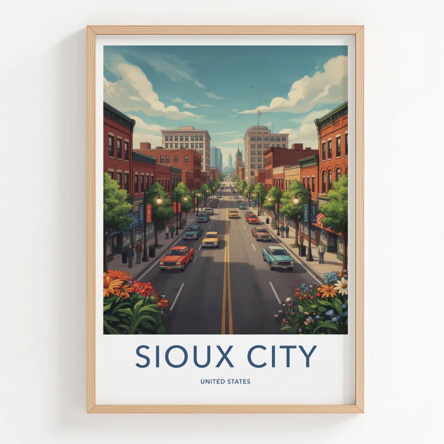 Sioux City Poster - Iowa Travel Art - Urban Street Scene Wall Decor