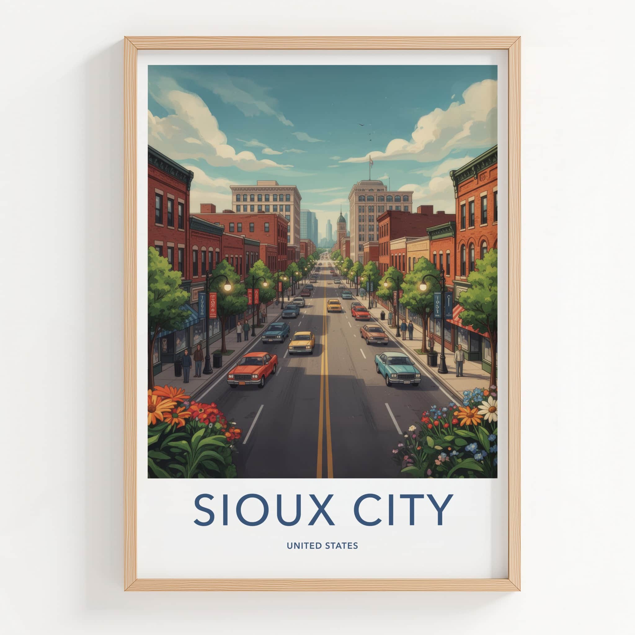 Sioux City Poster - Iowa Travel Art - Urban Street Scene Wall Decor
