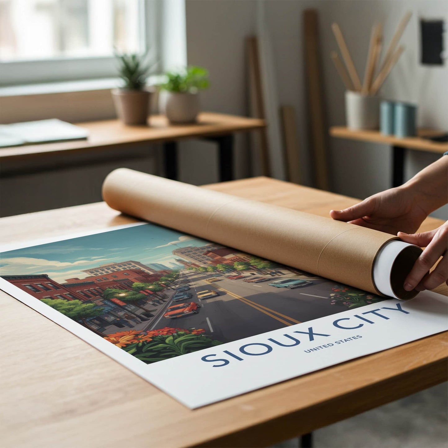 Sioux City Poster - Iowa Travel Art - Urban Street Scene Wall Decor