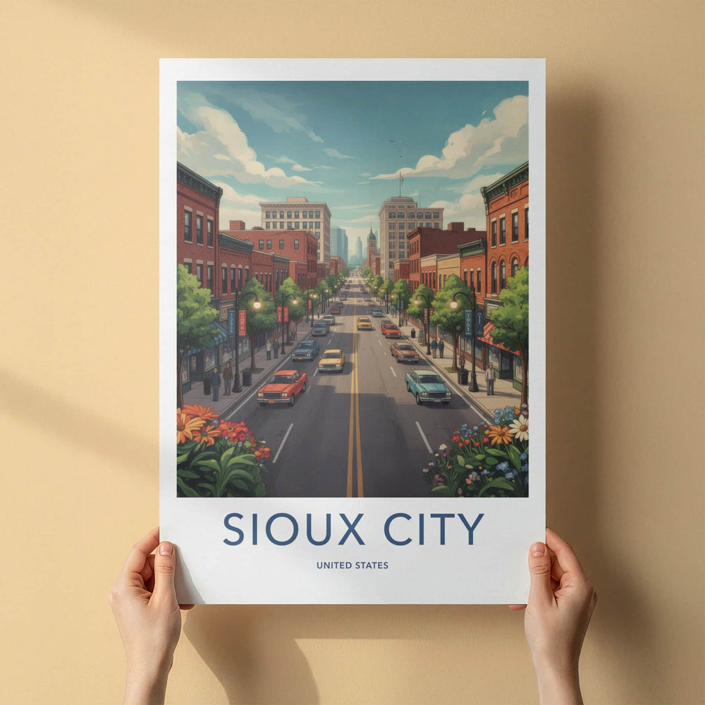 Sioux City Poster - Iowa Travel Art - Urban Street Scene Wall Decor