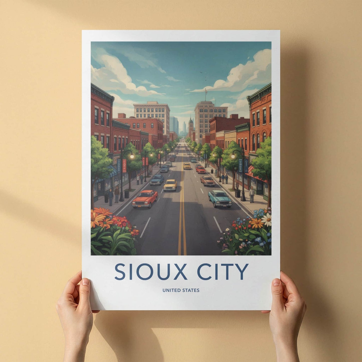 Sioux City Poster - Iowa Travel Art - Urban Street Scene Wall Decor