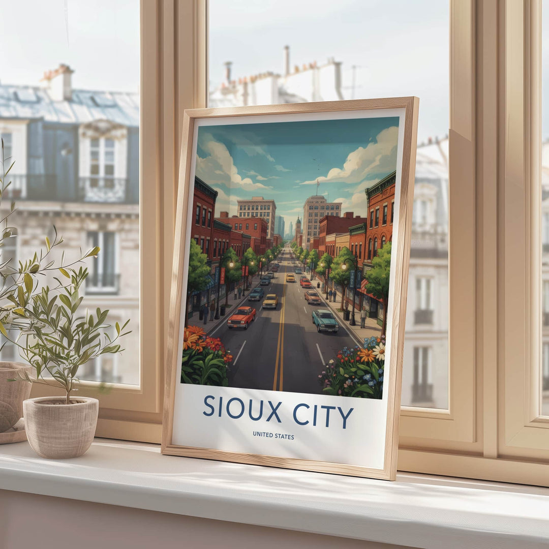 Sioux City Poster - Iowa Travel Art - Urban Street Scene Wall Decor